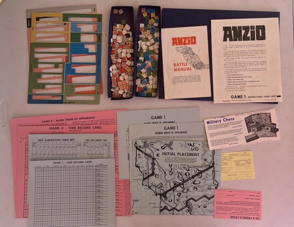 VTG Lot of Avalon Hill Anzio Italy 1969 & Waterloo Napoleonic Campaign Game 1962