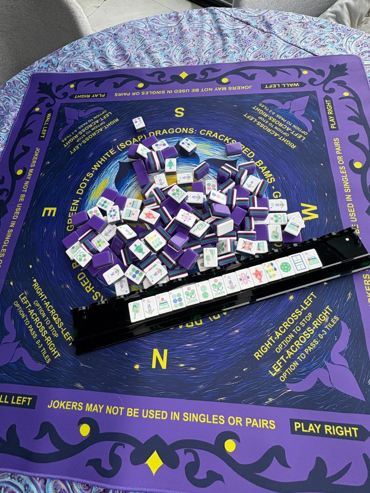 New Royal Purple American Mahjong 160 Engraved/Acrylic tiles + Bag + Free Ship
