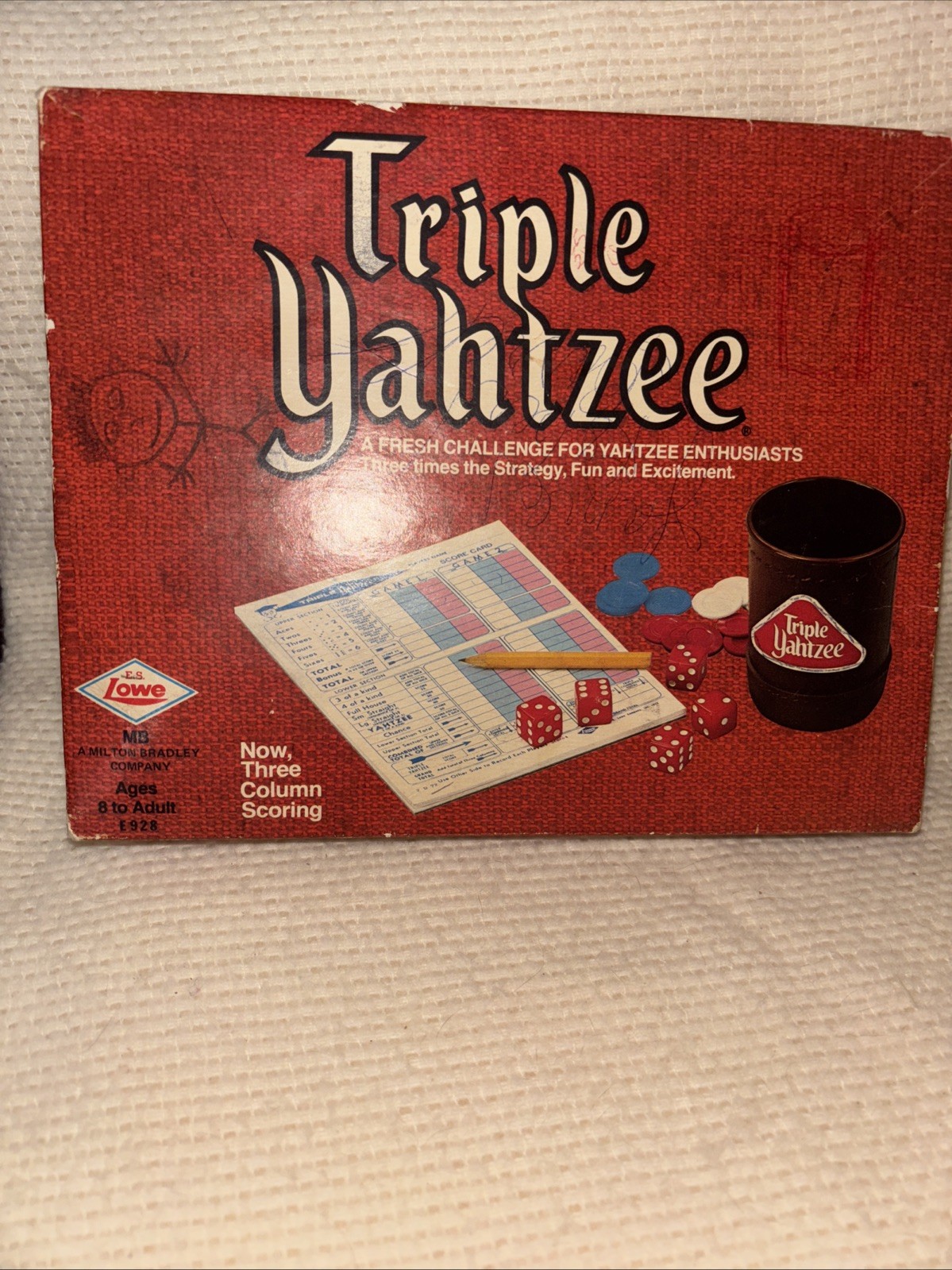 Vintage 1973 Triple Yahtzee Dice Game, No Instruction Book, Multiple Score Pads