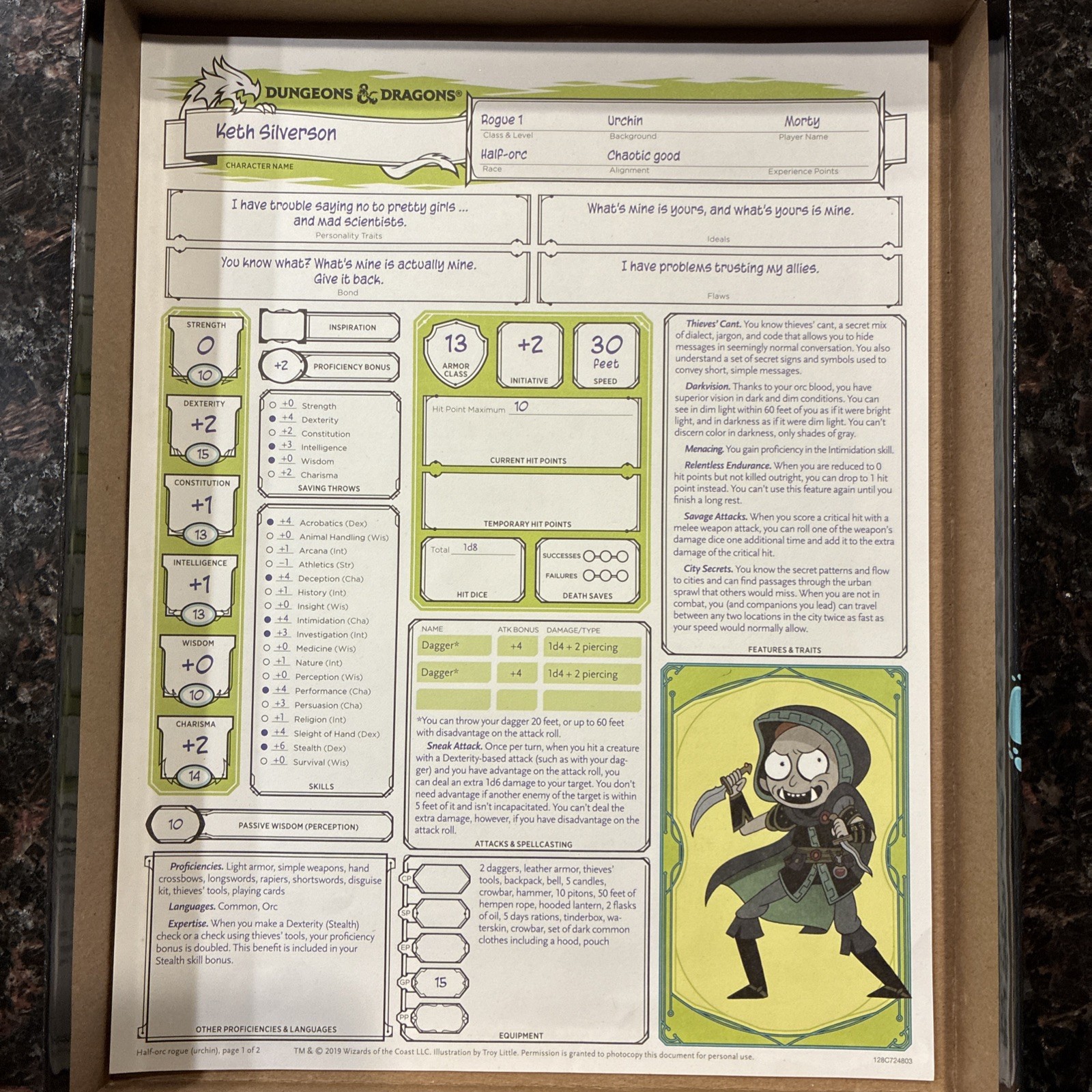 Dungeons And Dragons VS Rick And Morty D&D Tabletop Role Playing Game *No Dice