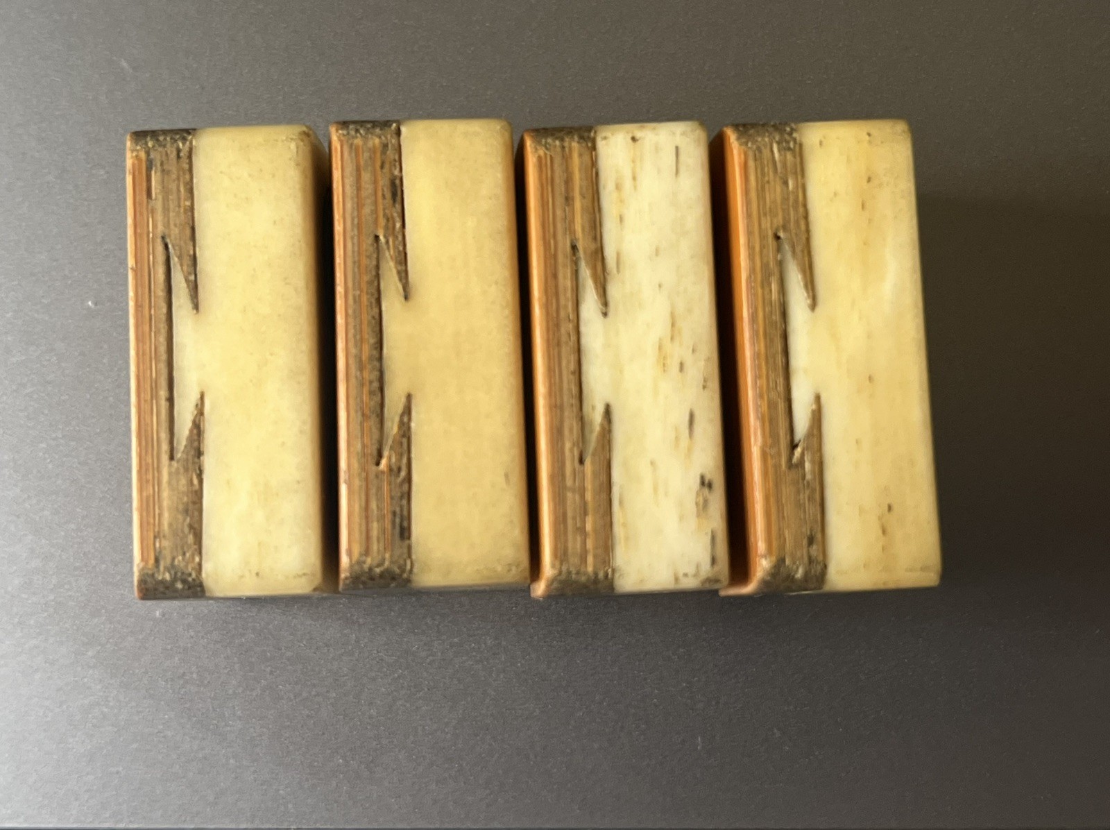 lot 4 Vtg 1920s Mahjong Large Bone/Bamboo Replacement Tiles 2 DOT – thick bone