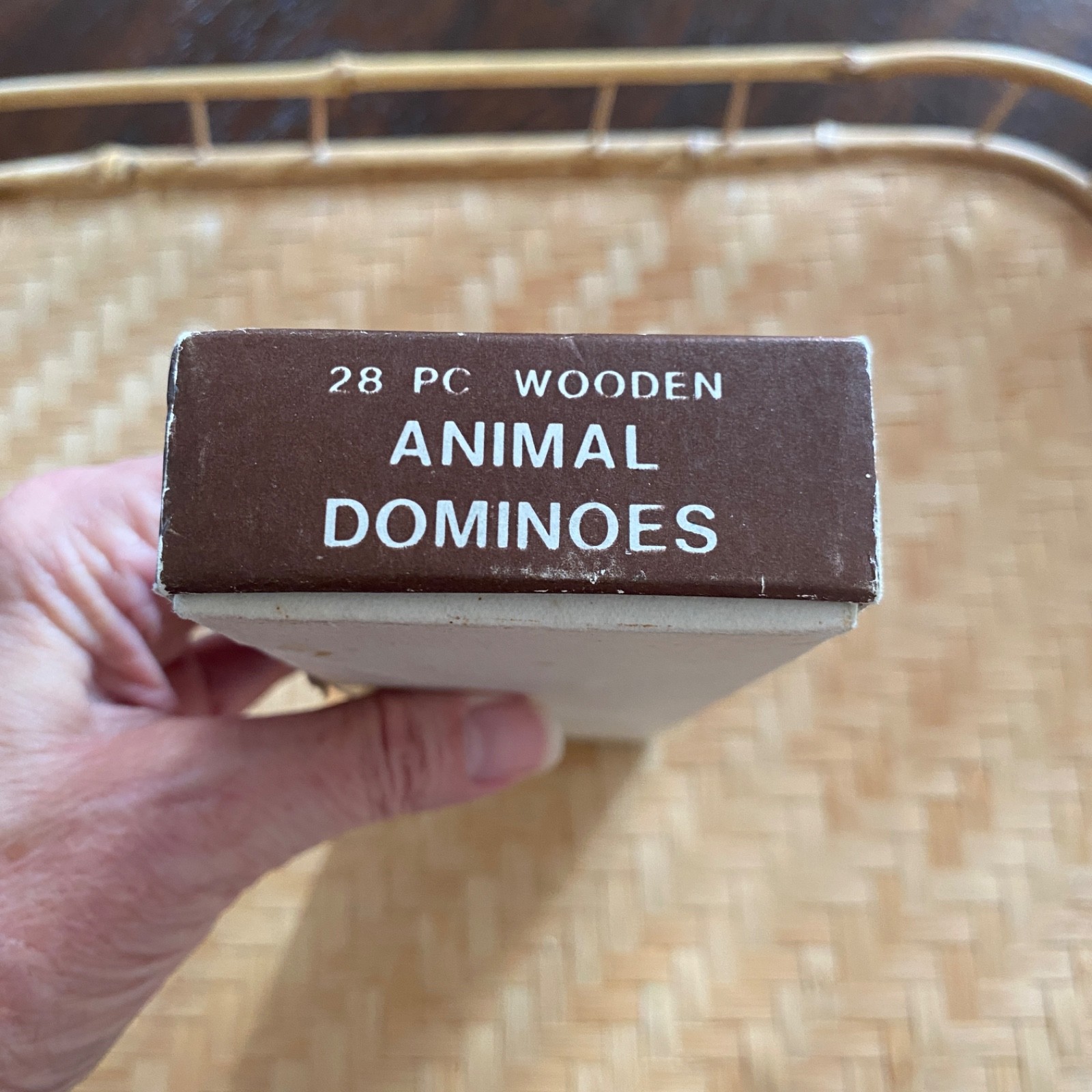 Vintage 1984 Colorful Wooden Animal Dominoes 28 pc Set w/ Box and Instructions