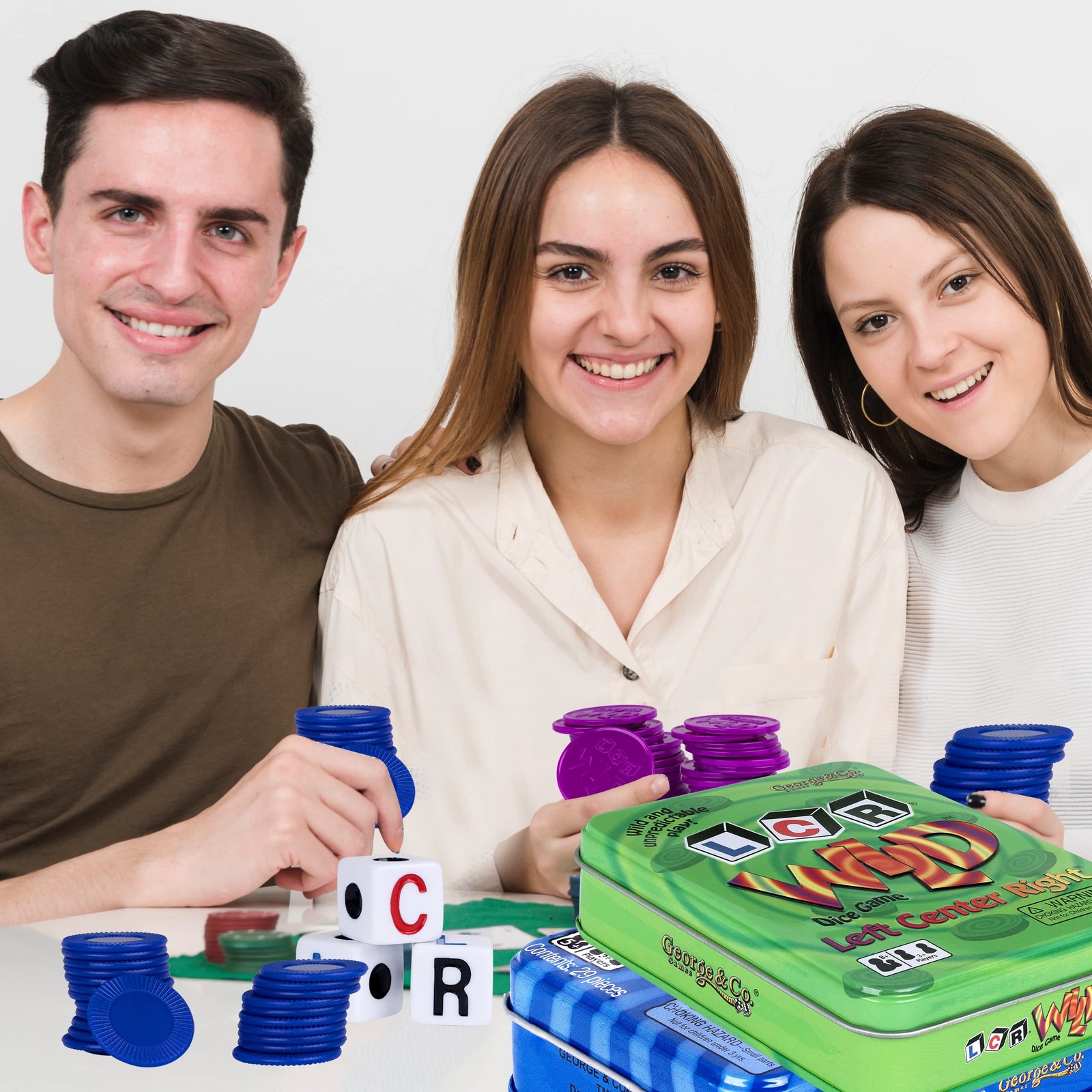 LCR (Left Right Center) in Blue & Dice Game in Green Tin Gift Set Bundle – 2