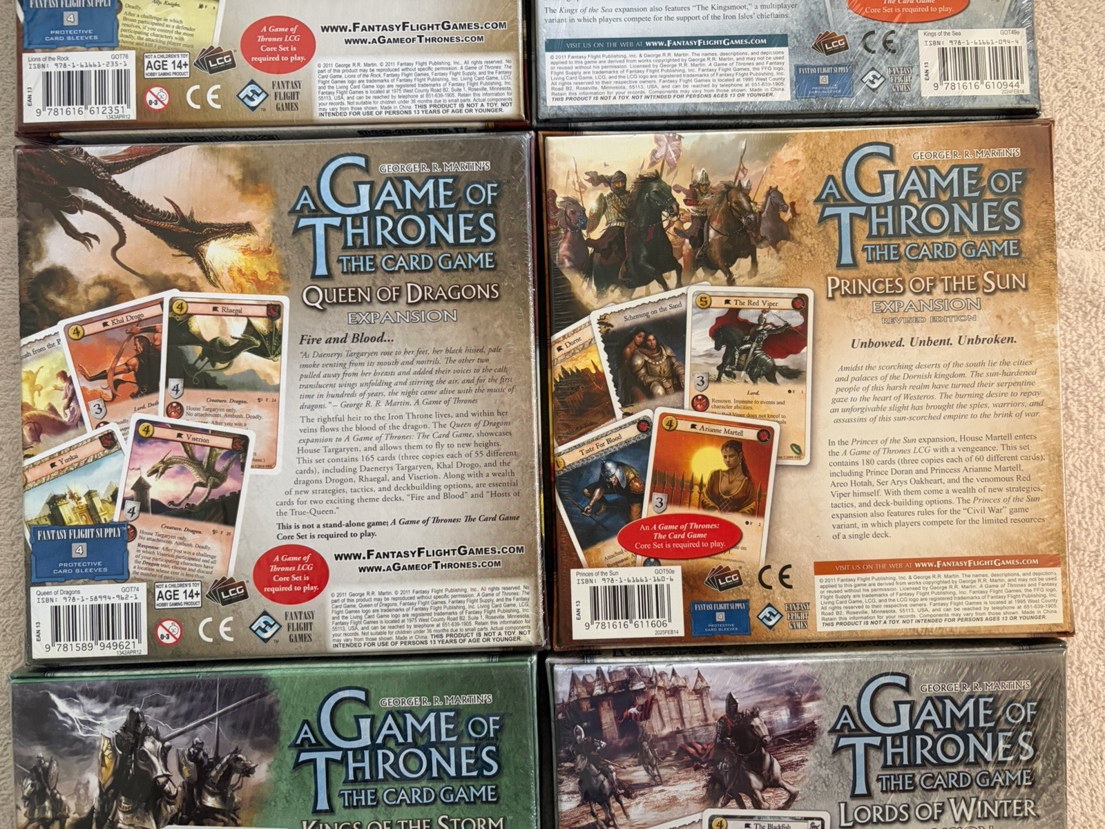 A Game of Thrones LCG Expansion Lot Of 6 New Sealed CCG