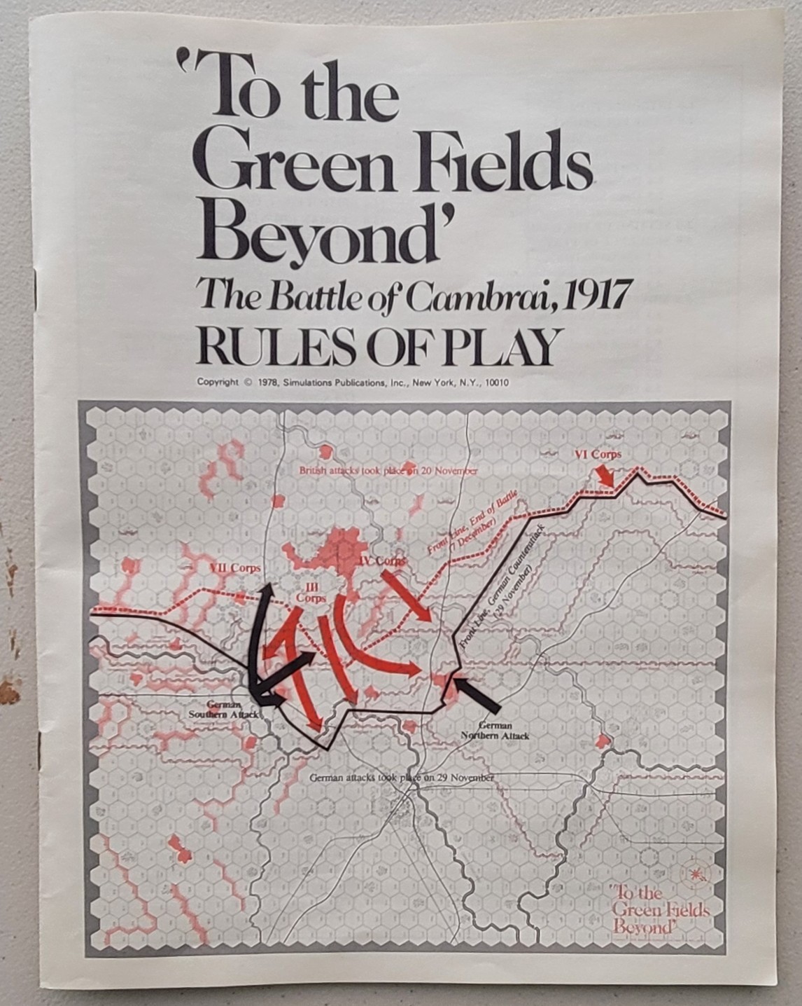 SPI, WWI Battle, To The Green Fields Beyond, Used, VG Condition, Punched