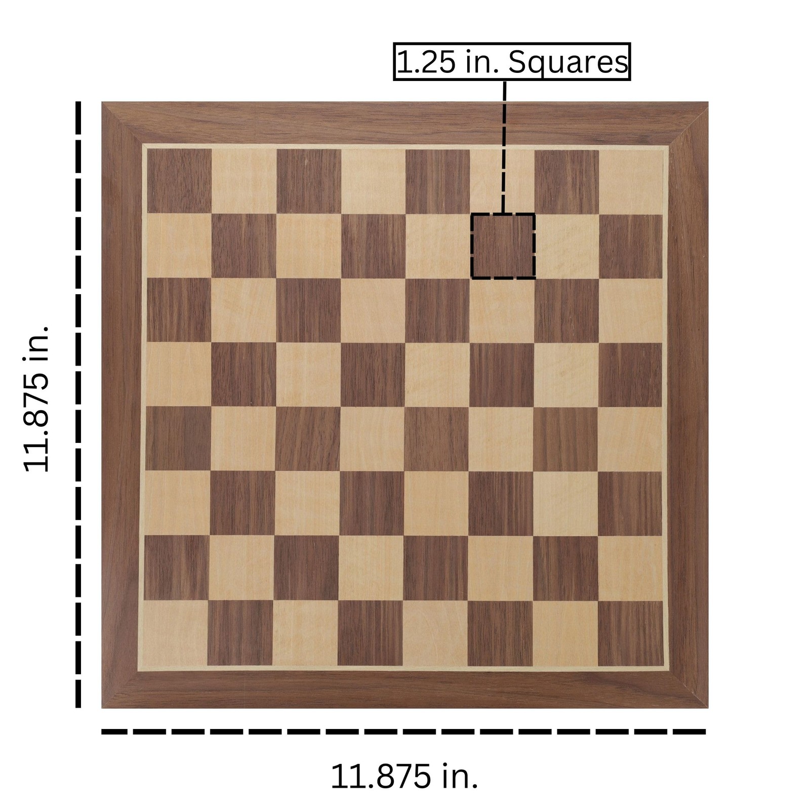 WE Games Classic Walnut Wooden Chess Board Only 11.875 inches, Large Chess Board