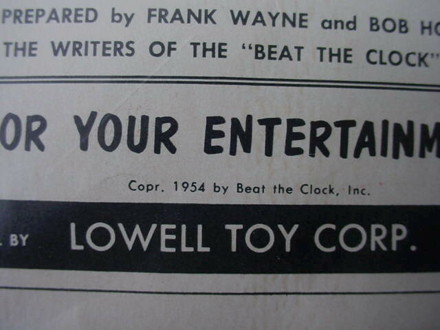 1954 How to Play Beat the Clock Game Manual Goodson Todman Lowell Toy Corp
