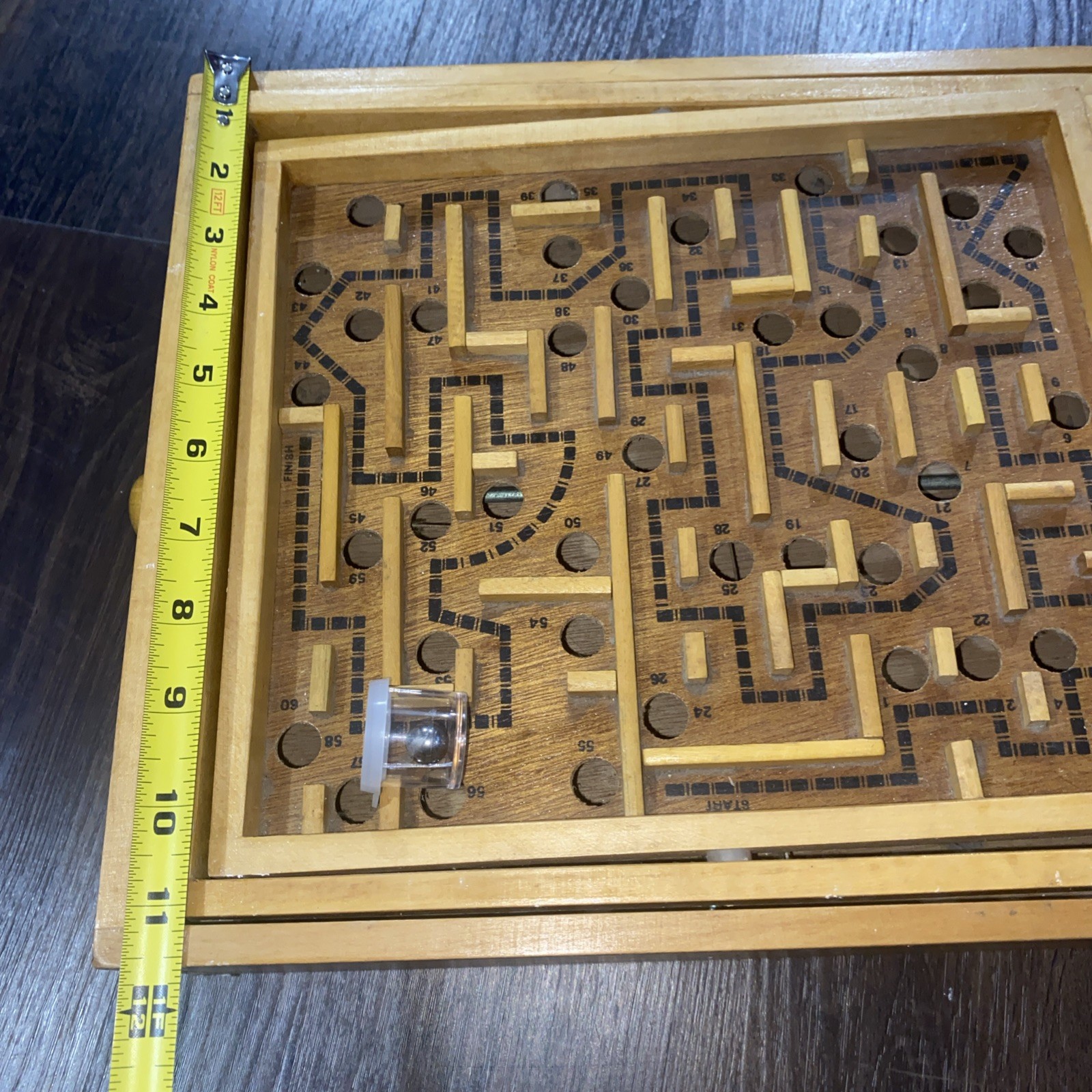 Labyrinth Wooden Maze Game with One Steel Marble, Puzzle Game 60 Holes