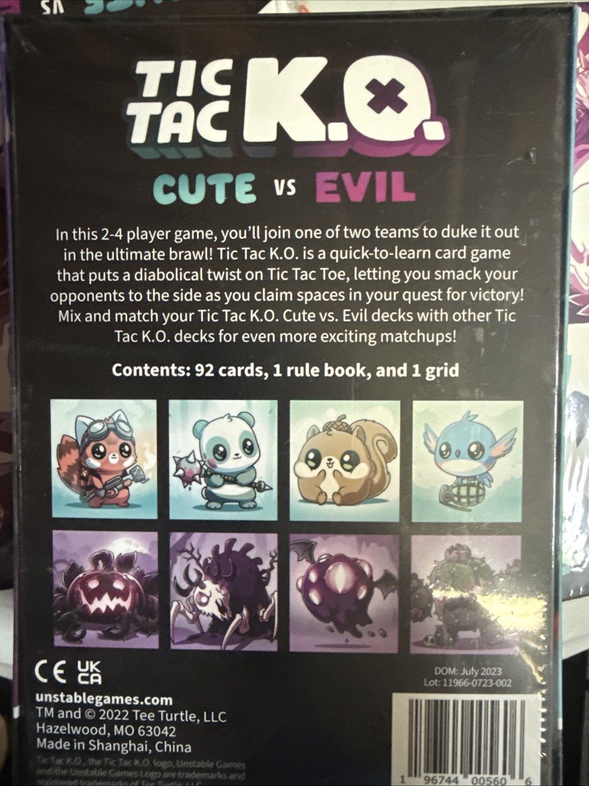 Tic Tac KO Cute vs Evil Card Game NEW 8+ 2-4 Players Unstable Games New SEALED