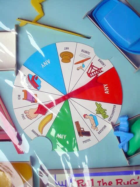 Vintage 1968 Schaper Pull the Rug Out Spinner Game COMPLETE RARE FACTORY SEALED!