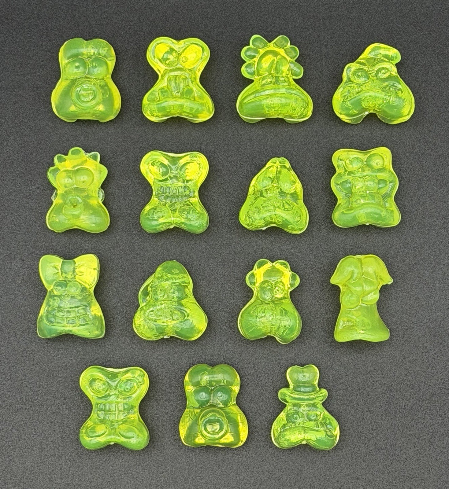 Lot of 13 Neon Green Jelly Classic Gogo’s Crazy Bones Series 1 Figures