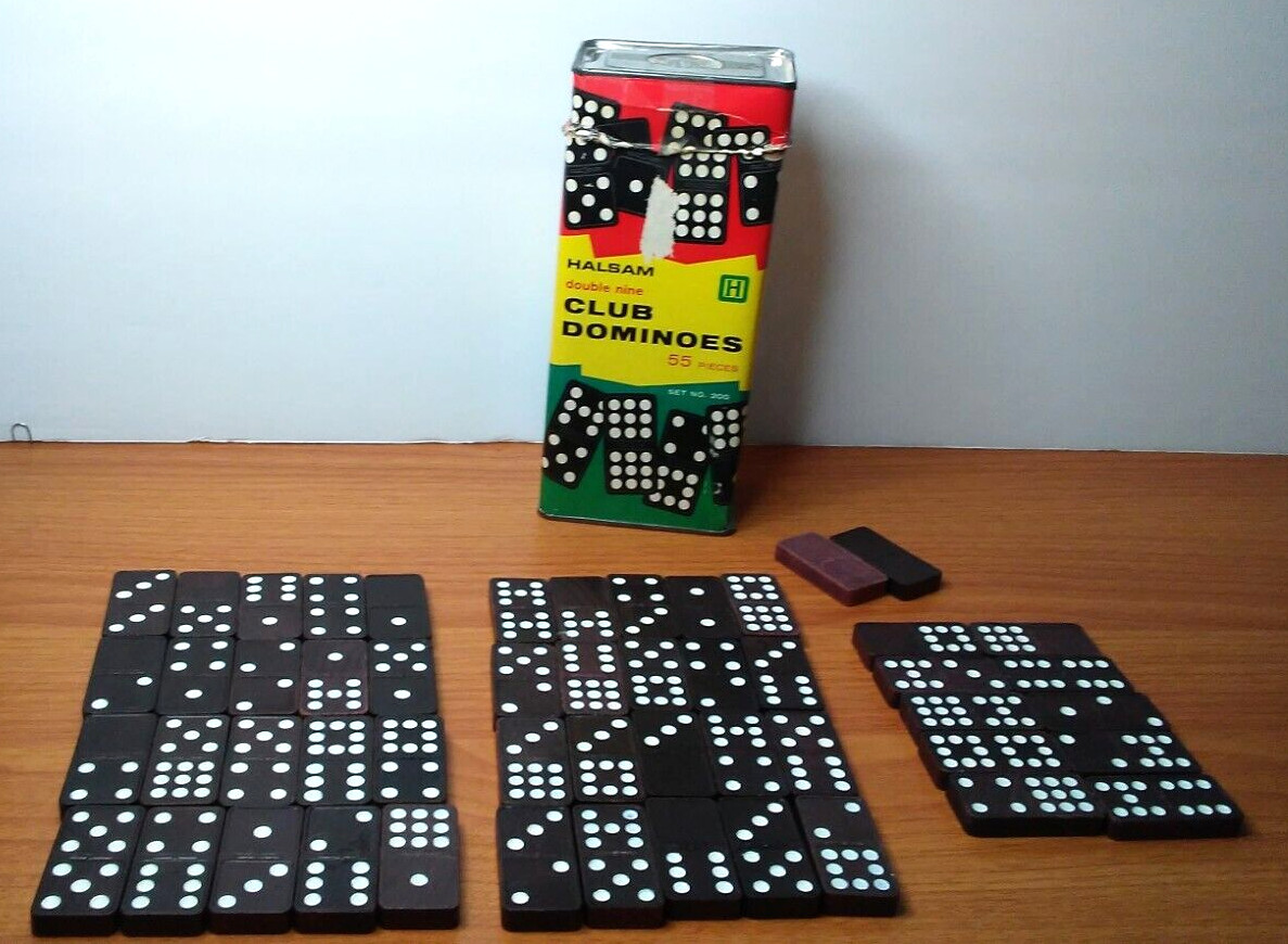 Halsam Double Nine Club Dominoes Game Set No. 200 Vintage 1970s Playskool USA