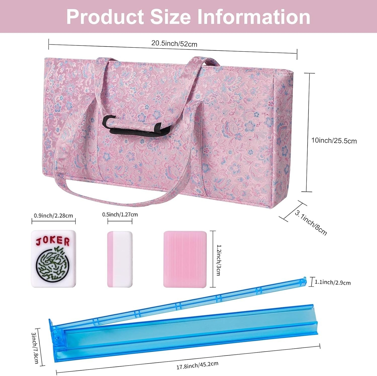American Mahjong Game Set, 166 Pink Tiles, Pink Bag and Entire Accessories, 4 Al