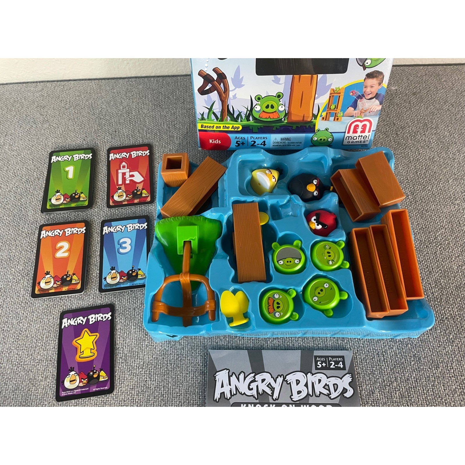 Angry Birds Knock On Wood Board Game Mattel 2011 Complete Catapult Kids Toy