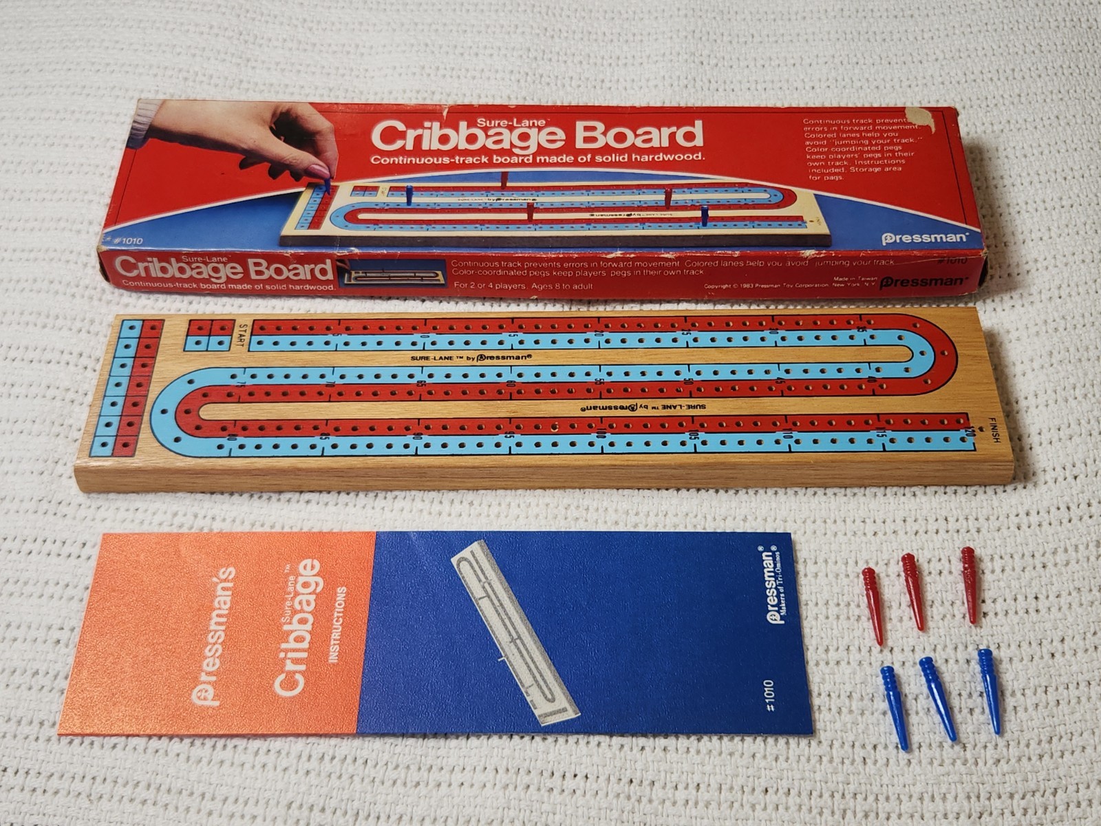 Vintage Pressman #1010 Sure-Lane Continuous Track Cribbage Board Game 1983