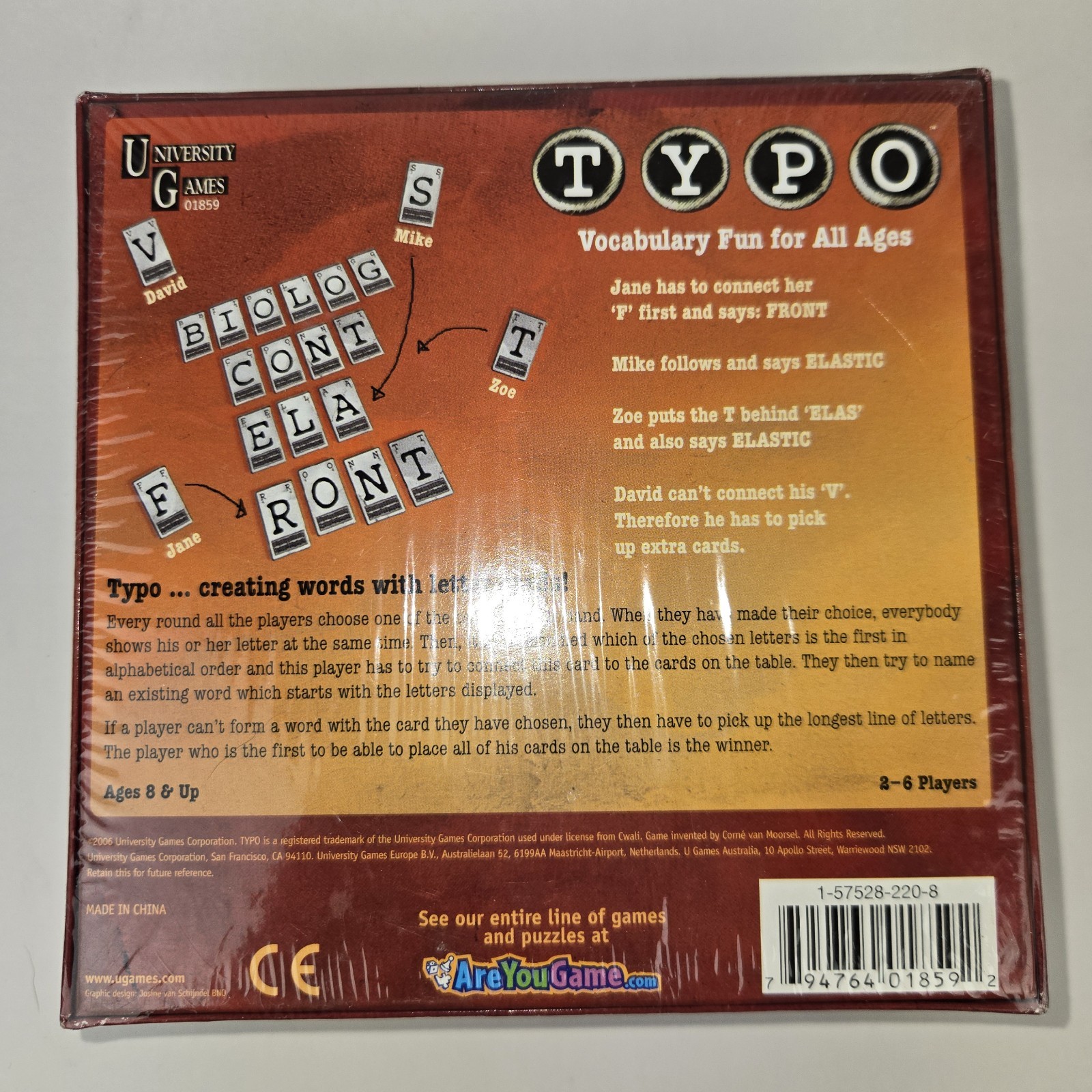 Typo Vocabulary Fun for All Ages Create Words With Letter Cards 2-6 Players NEW