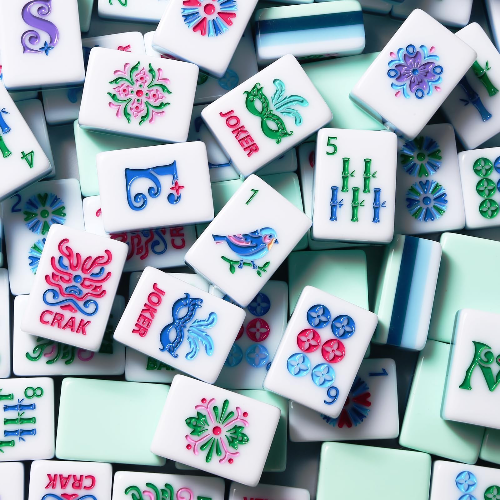 American Mahjong Tile Set, 160 Green 4 Layer Mah Jong GameTiles with Tile Bag…