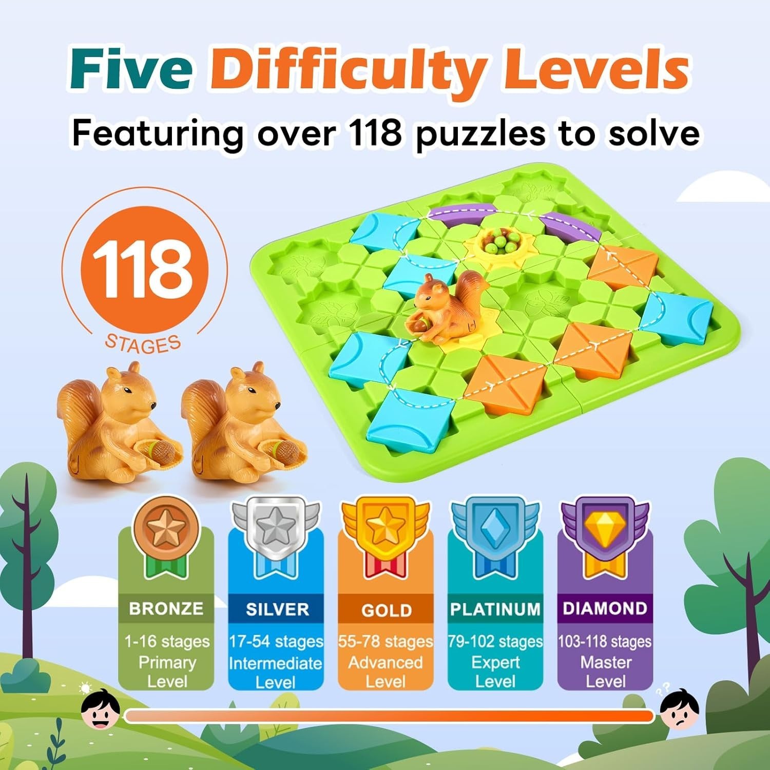 Airkid STEM Board Games Kids Brain Teasers Toys Road Builder Logic Puzzle 4-8 yr