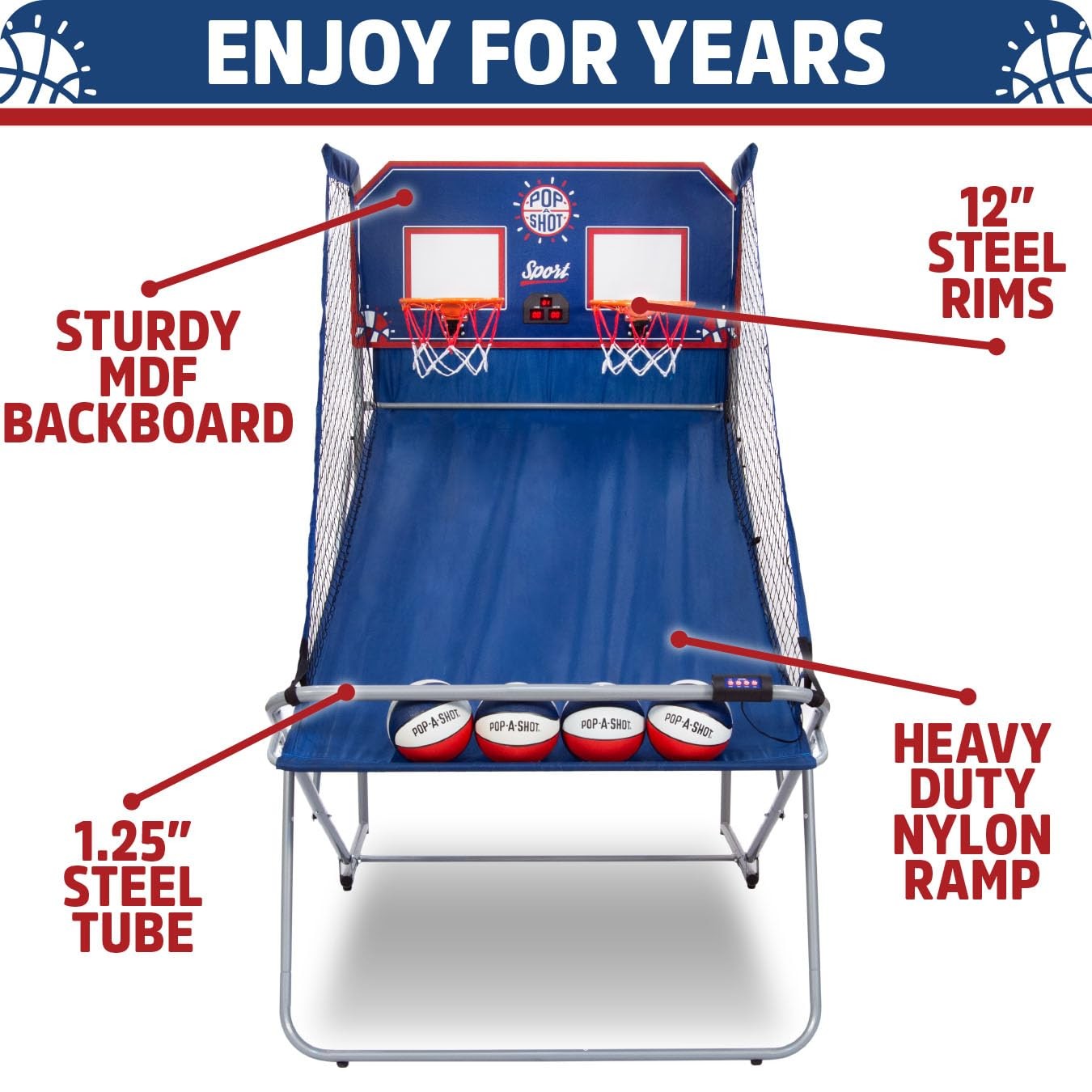 Pop-A-Shot – Dual Shot Sport | Arcade Basketball Game for Home | Large, Blue