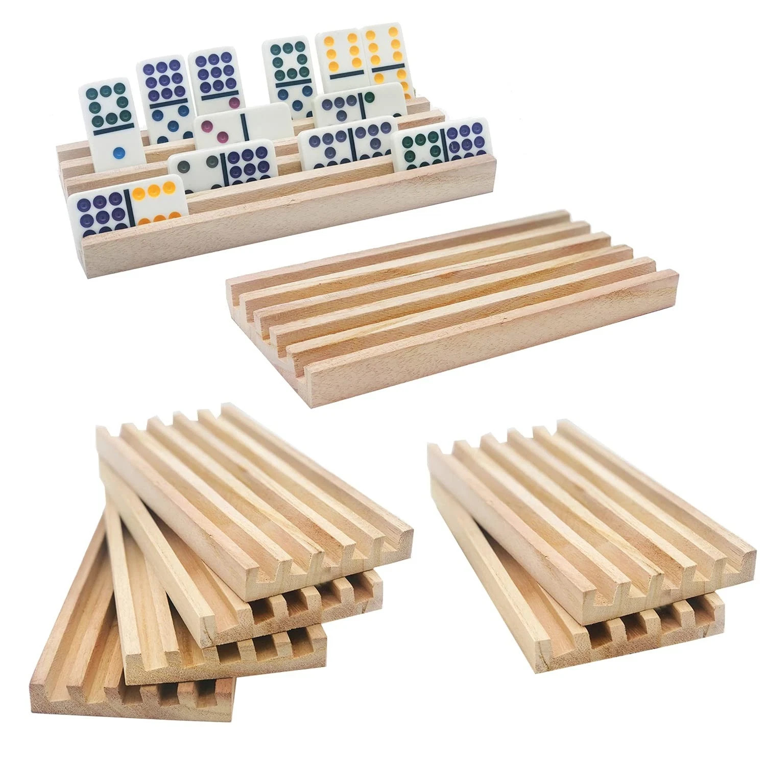 Wooden Domino Trays/Racks Set of 8 Mexican Train Domino Trays/Racks Double 12…