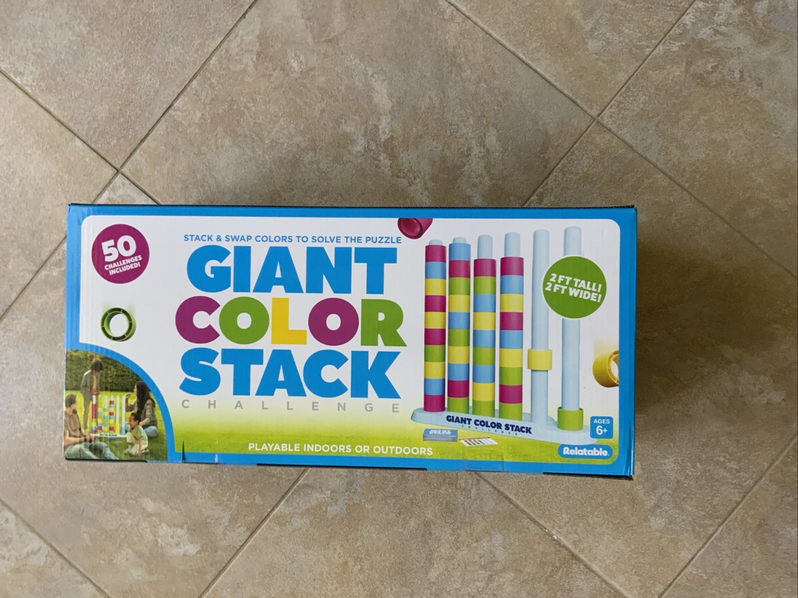 Giant Color Stack Challenge Game 50 Puzzles Outdoor Fun 2’ x 2’ NEW