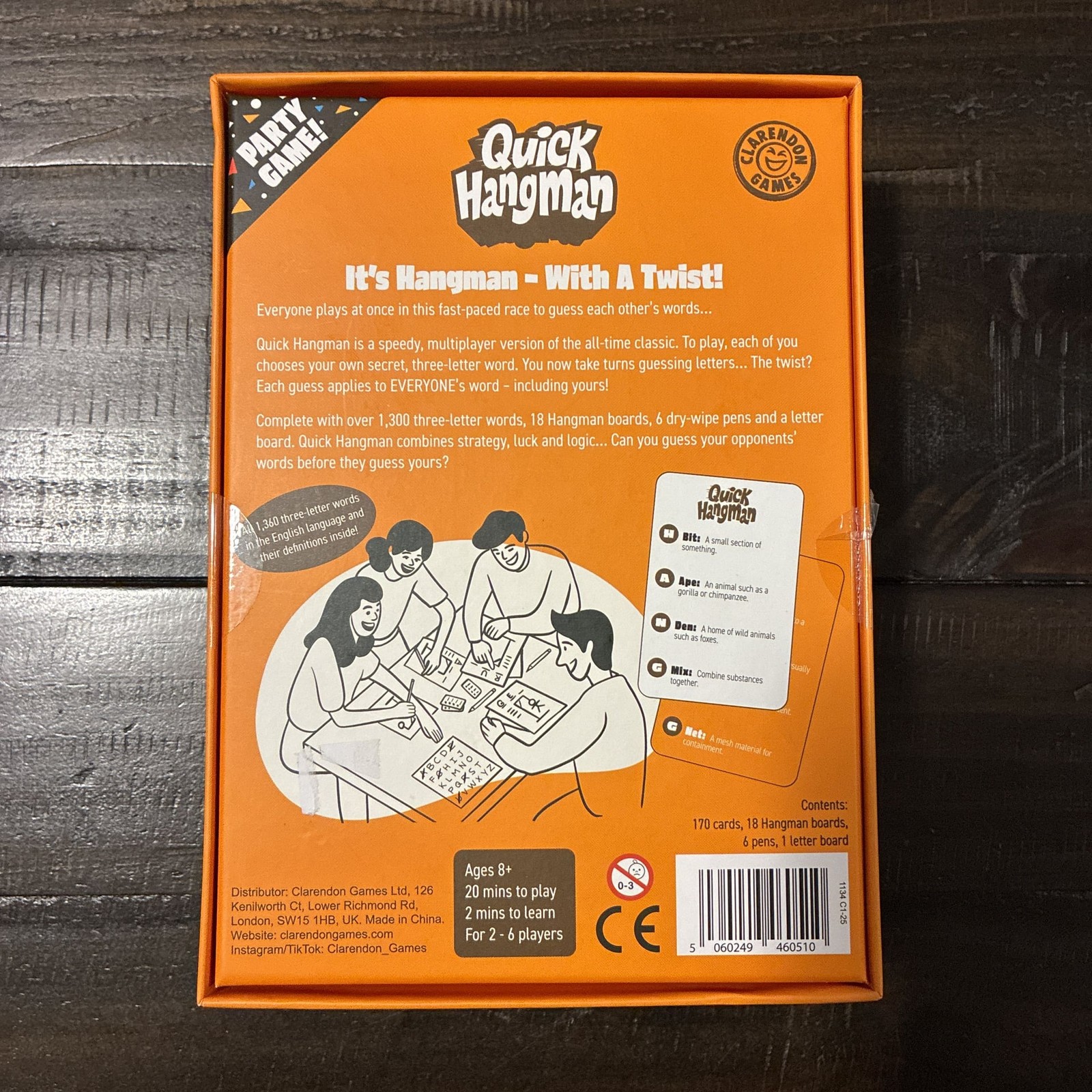 NEW Quick Hangman Party Game Fast-Paced Word Fun Ages 8+ for 2-6 players