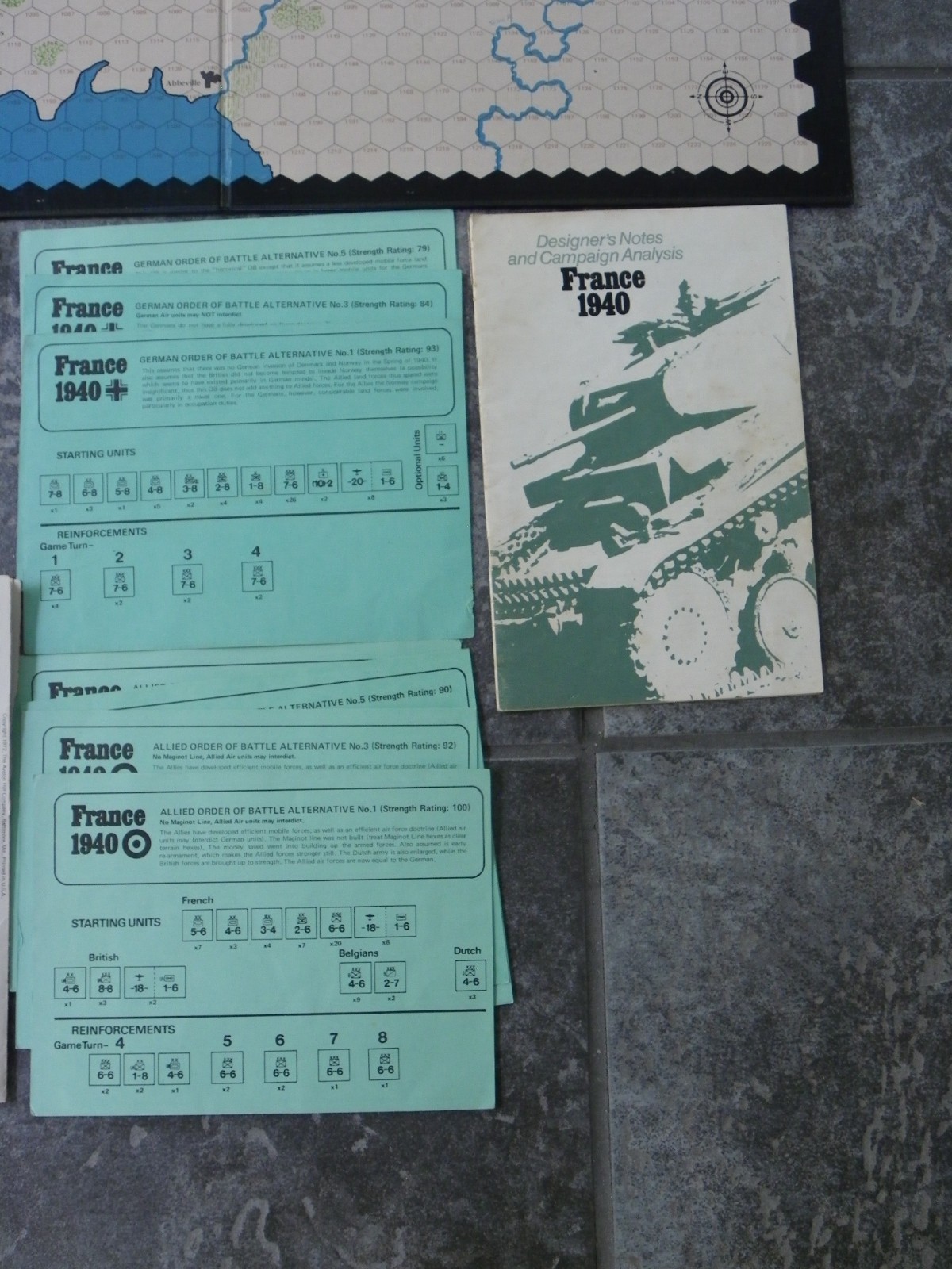“France 1940” WWII Military Battle Game-Avalon Hill #840-1972-Nearly Complete