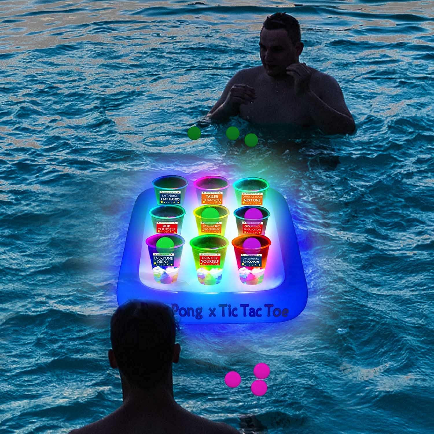 23 X 23 Inch Glowing Pool Party Rack Tic Tac Toe Floating Rafts, Swimming Pool P