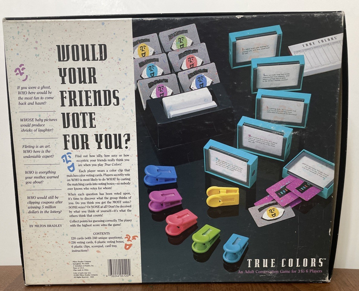 Vintage New 1990 True Colors Board Game Milton Bradley Sealed Hasbro