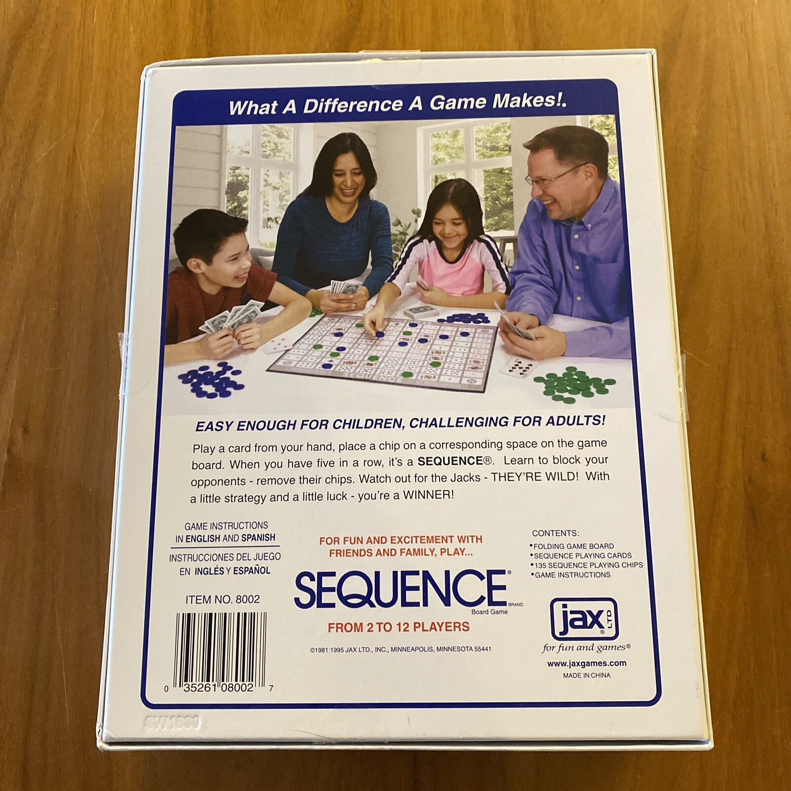 Jax 8002 Sequence Board Game A Game Of Strategy 2 To 12 Players Excellent Cond