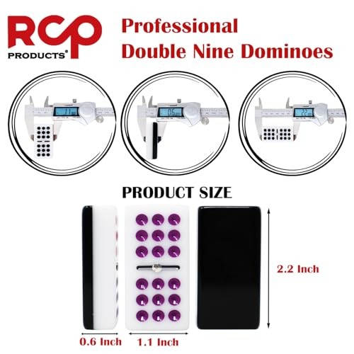 Dominos Set for Adults – Professional Double 9 Dominoes Set of 55 Tiles, Black