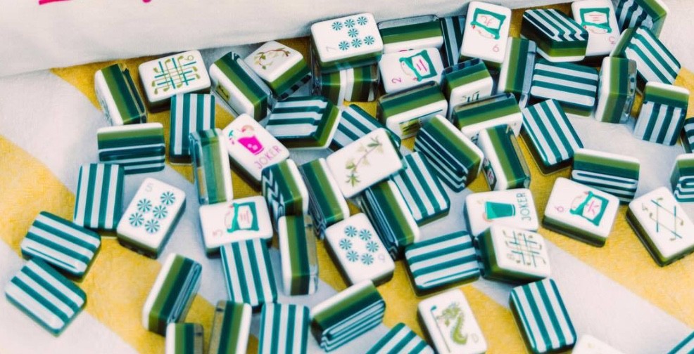 American Mahjong Game Set, 160 Green stripes Mah Jong Tiles,+Free storage Bag