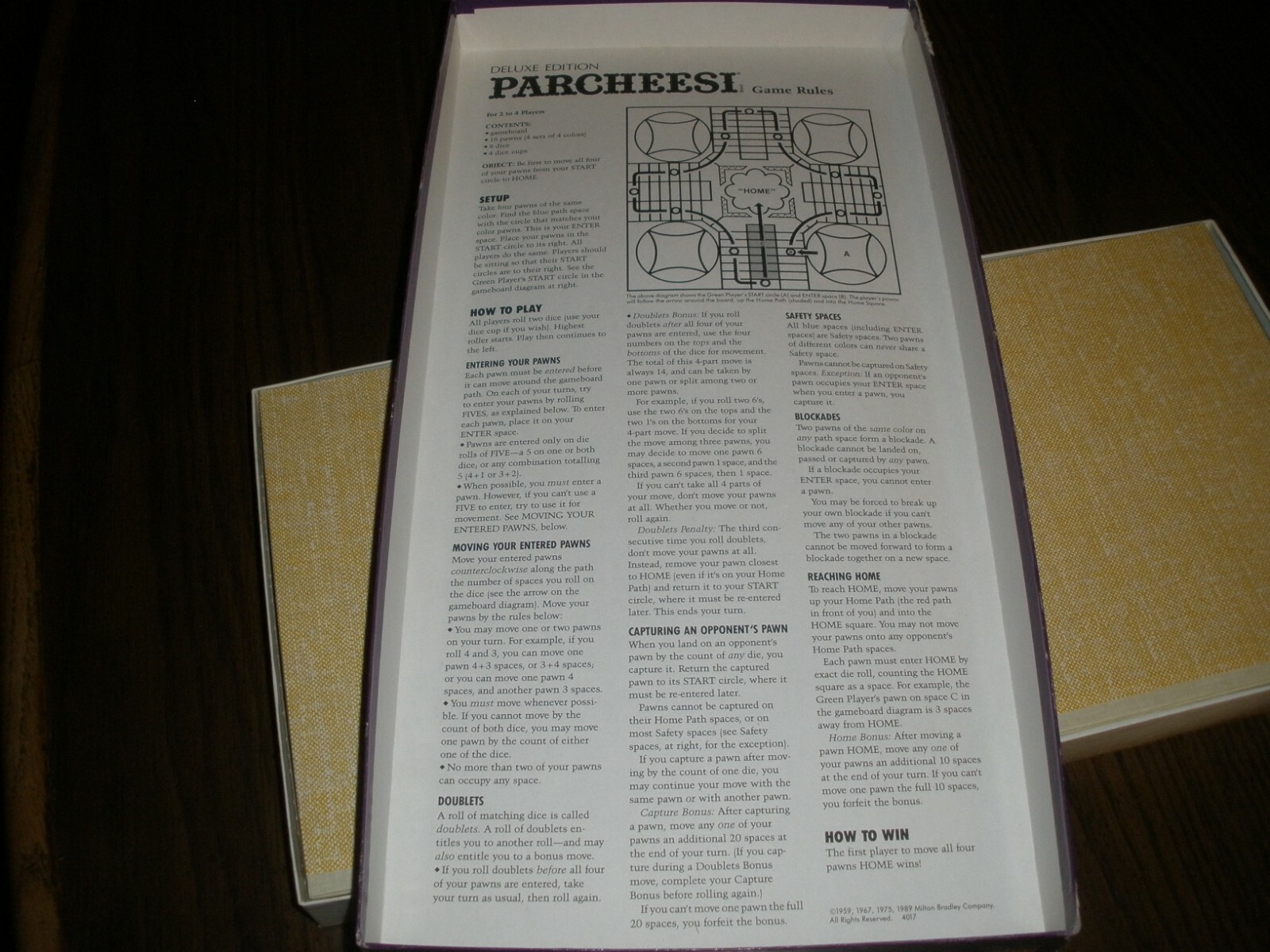 VINTAGE MILTON BRADLEY DELUXE PARCHEESI 1989 COMPLETE
