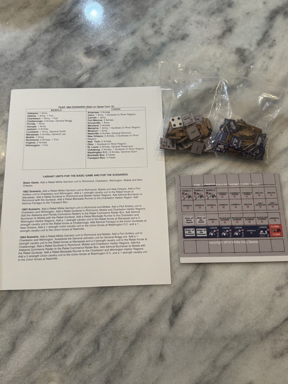 The Confederate Rebellion – Solitaire – Civil War Board Game White Dog Games