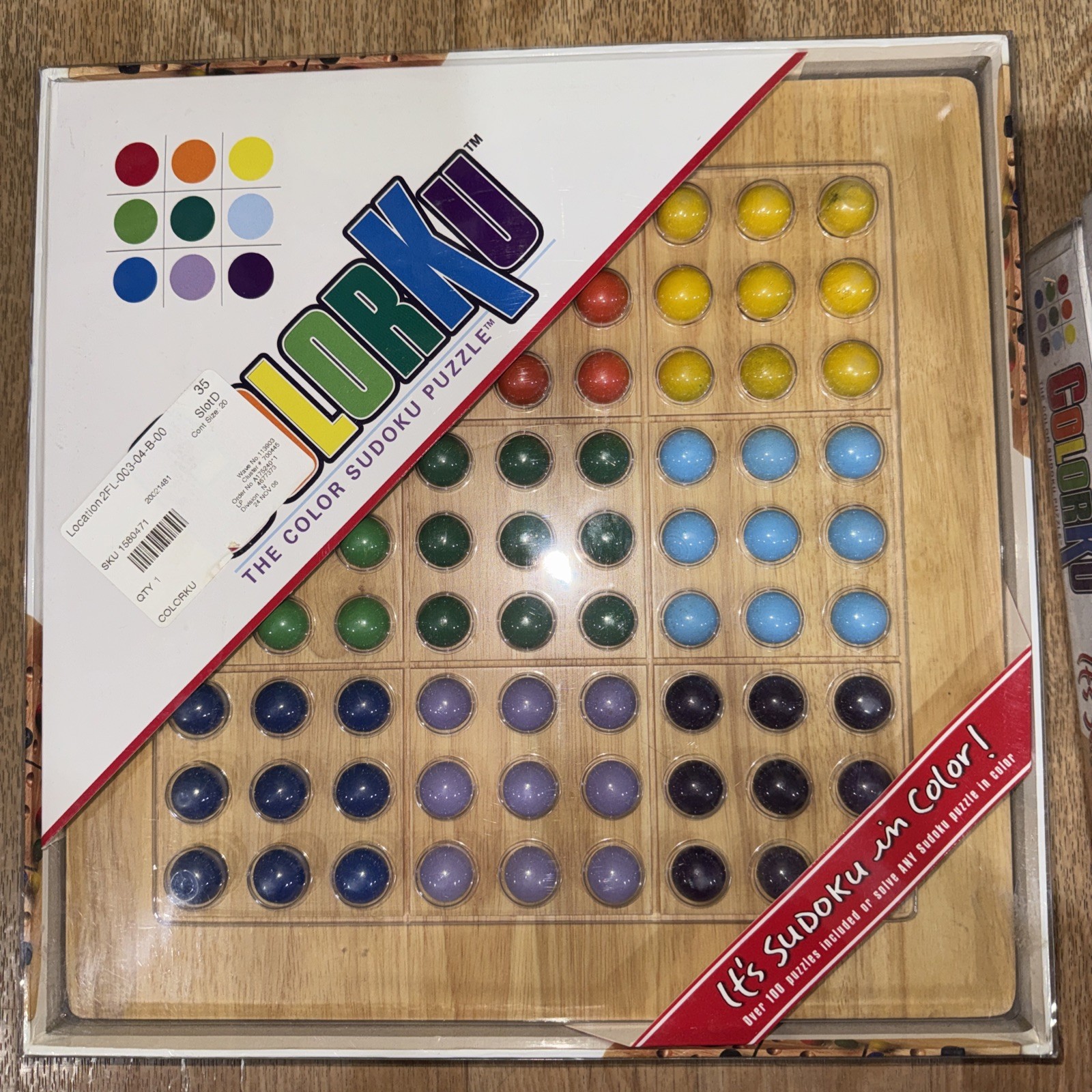 Colorku Game Color Sudoku Puzzle Solid Wood Wooden Board Wood Ball NEW SEALED