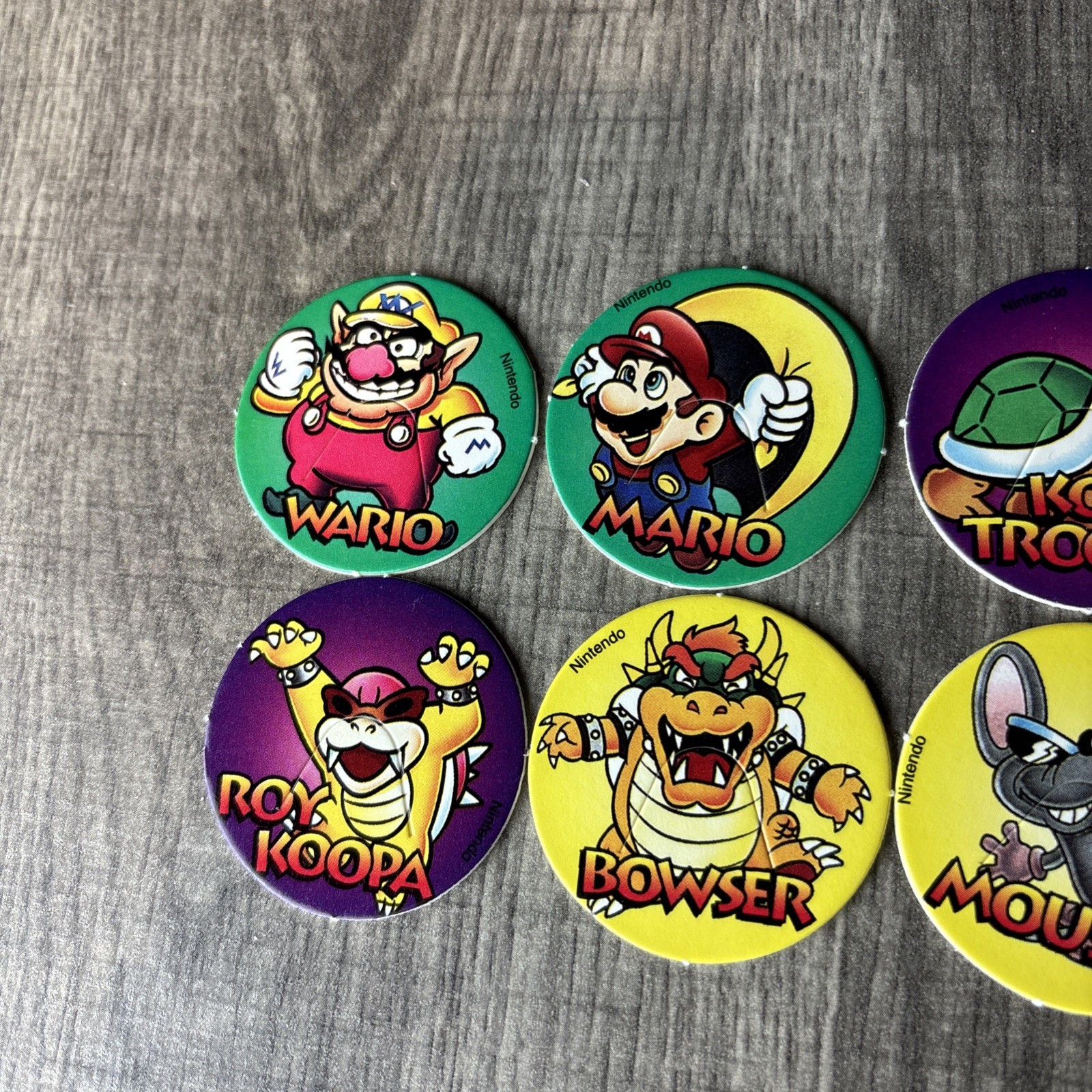 Super Mario Nintendo Pogs Caps Wario Yoshi Bowser Roy Koopa Wart Mouser