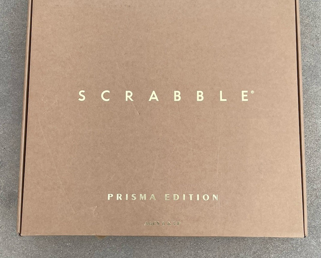 New WS Game Company Luxury Scrabble Prisma Glass Top with Wood Base Edition NIB