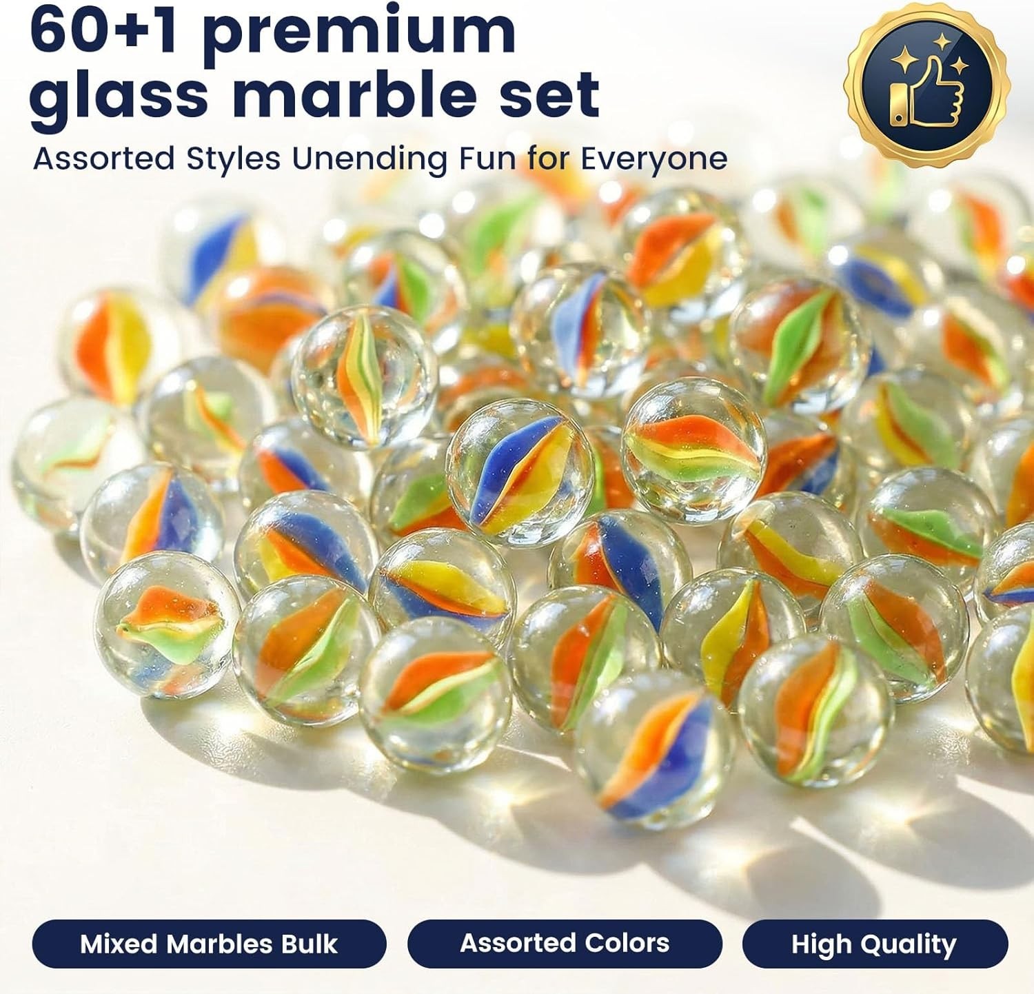 Creative 61PCS Glass Marbles Game Set – Perfect for Indoor Fun & Learning