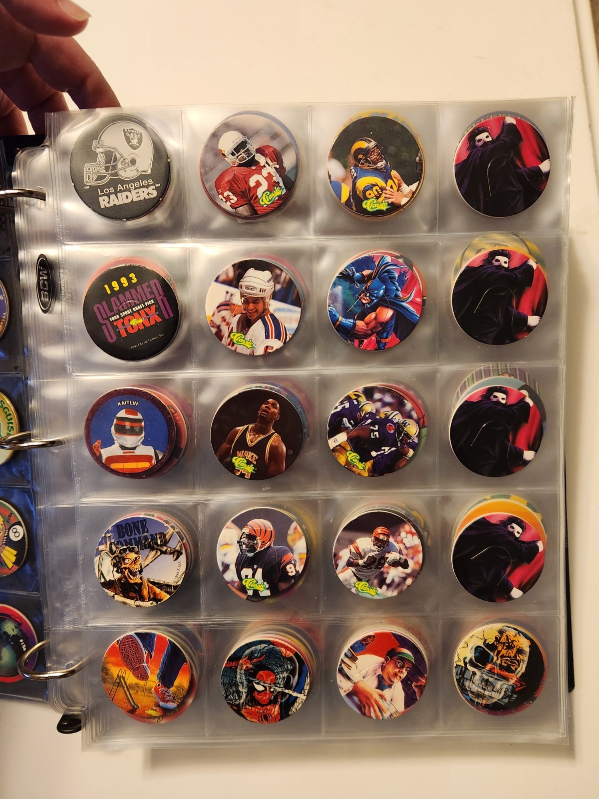 Vintage 90’s Pogs Lot Binder 600+, 3D Mirage Slammer, Pages, Travel Cans, Boxes