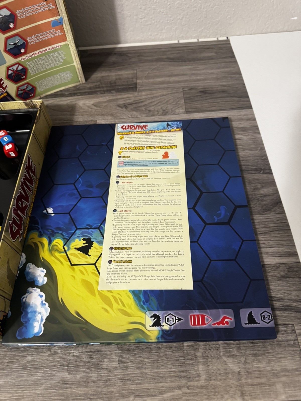 Survive Escape from Atlantis Board Game Complete Giant Squid & Dolphin Expansion
