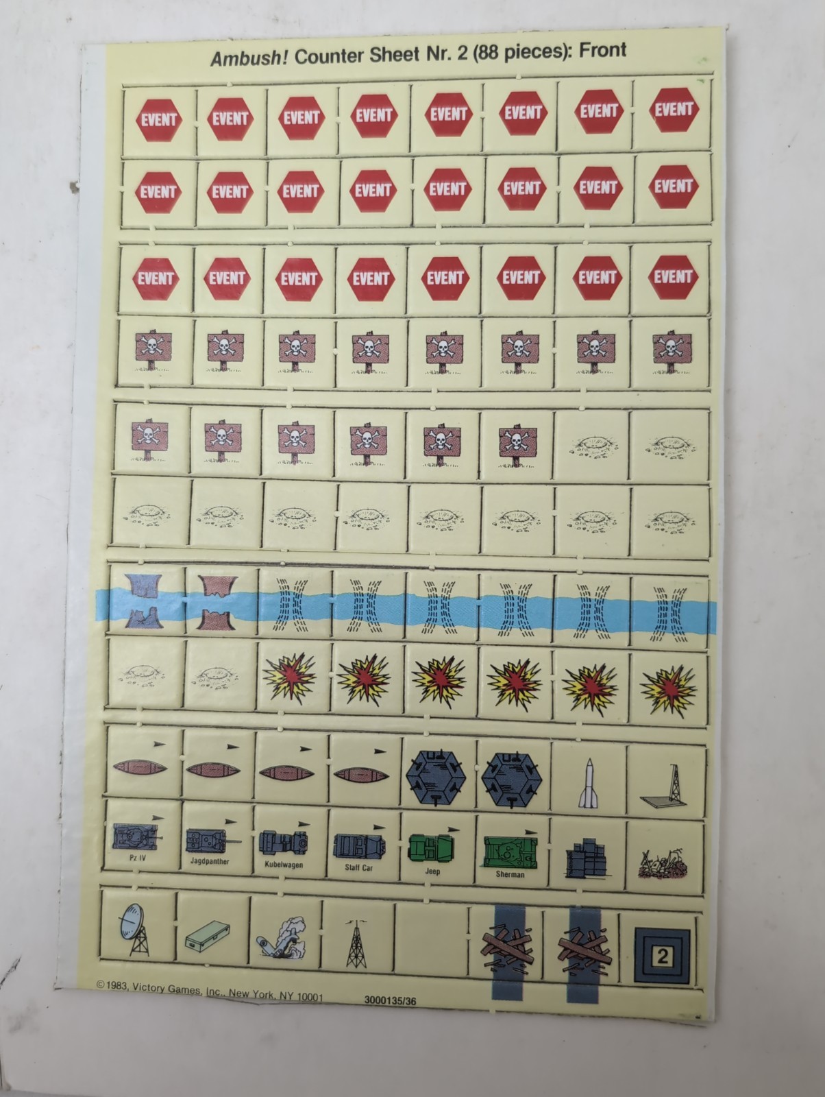 AMBUSH! Solitaire Squad Level WWII Comabat France 1944- Victory Games- Unpunched