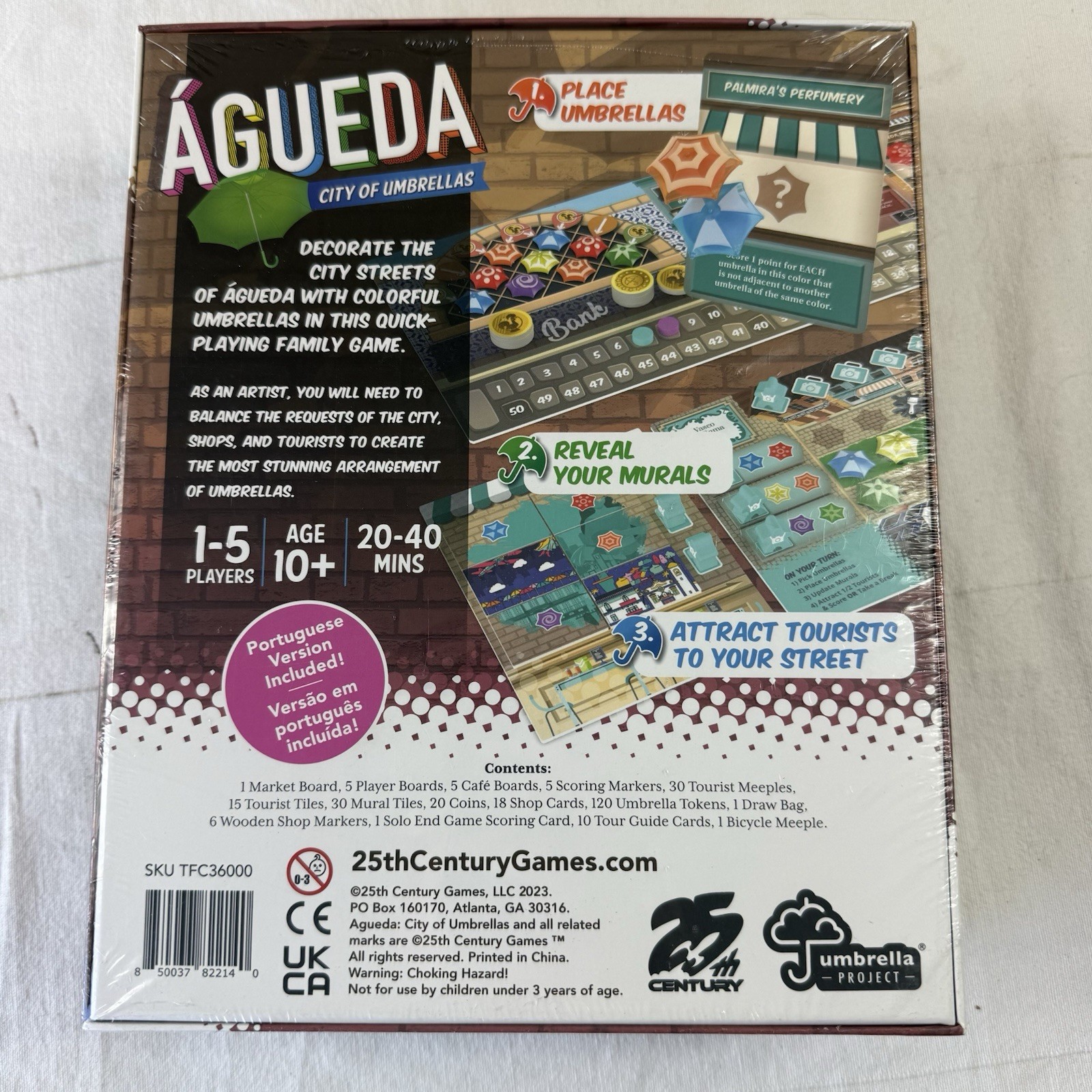 Agueda Águeda: City of Umbrellas, Strategy Board Game for 1 to 5 Players NEW