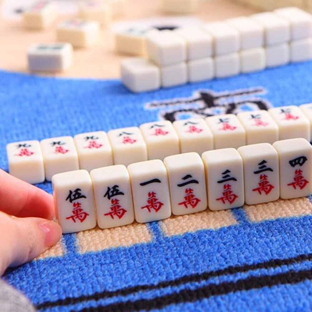 Professional Chinese Mahjong Set Large 144+2 Numbered Tiles Mah-jongg with Case