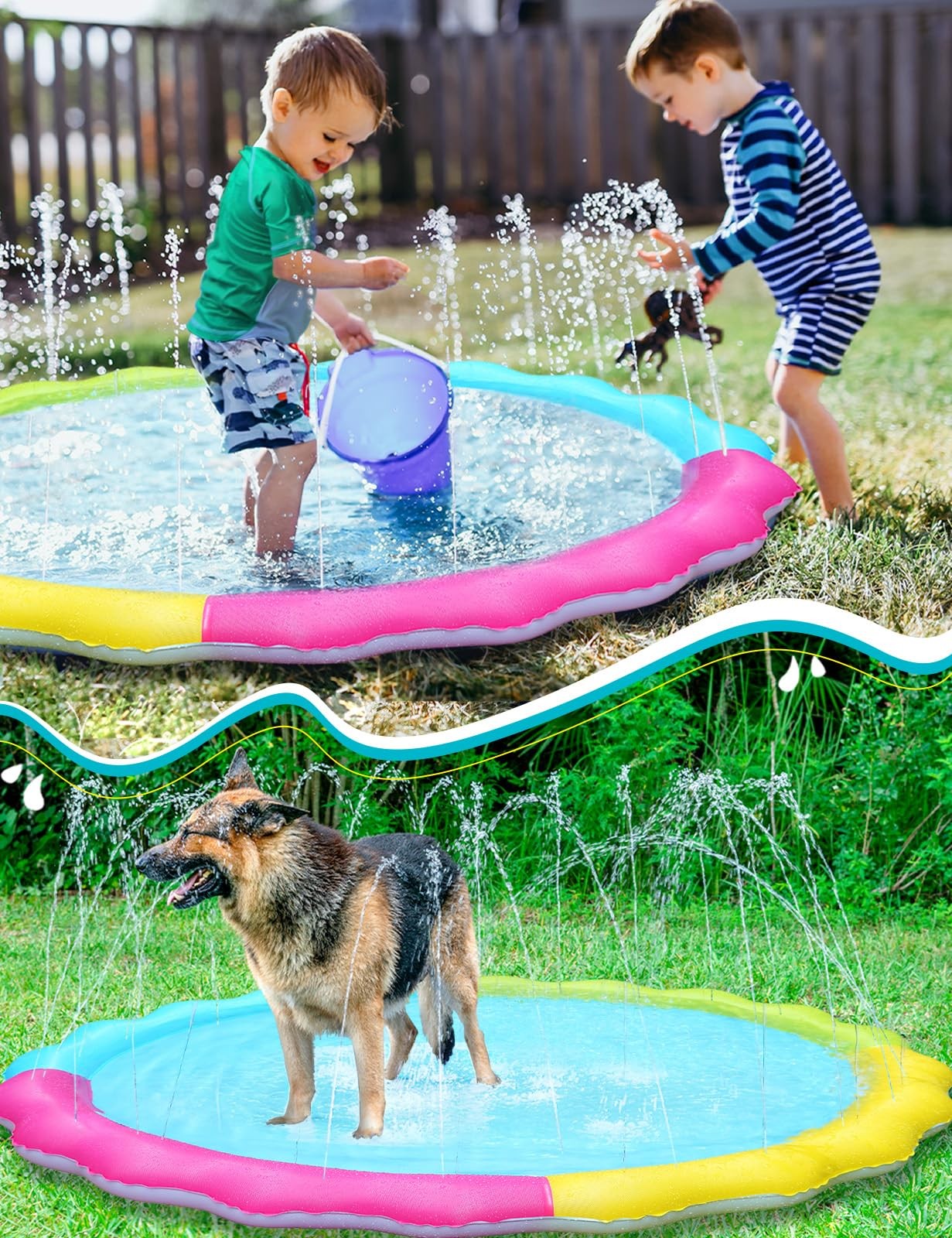 Splash Pad 87 x 5 Outdoor Water Toys Inflatable Toddler Pool Jasonwell Sprinkler