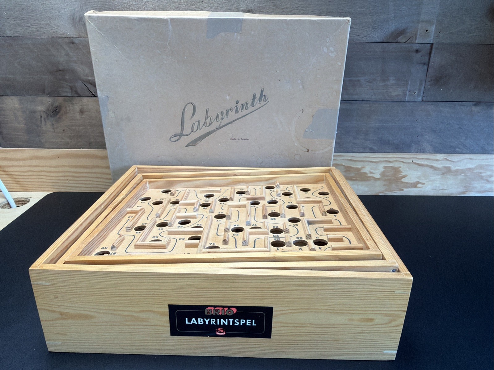 Vintage 1950 Brio Labyrinth Wooden Game with Original Box!!
