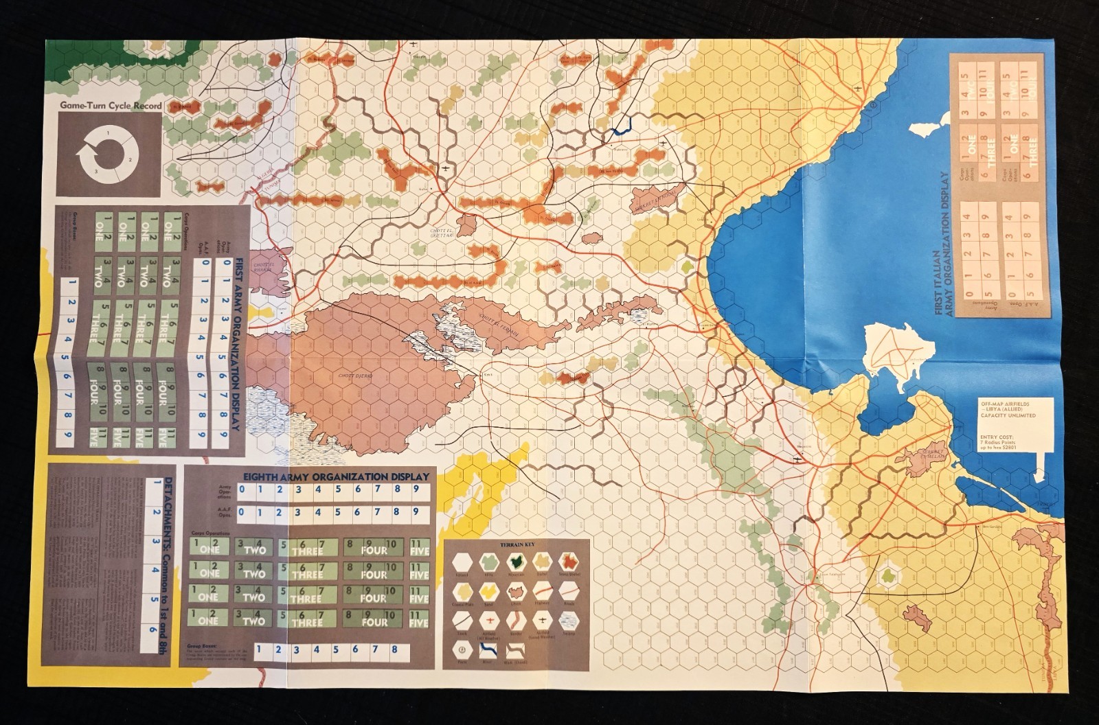 “ROMMEL & TUNISIA” WAR GAME – OSG – PART PUN (21/600), COMPLETE + ERRATA