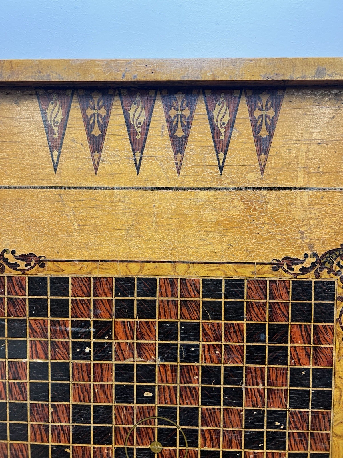 Vintage CARROM GAME BOARD Archarena original wood double sided old felt wall art