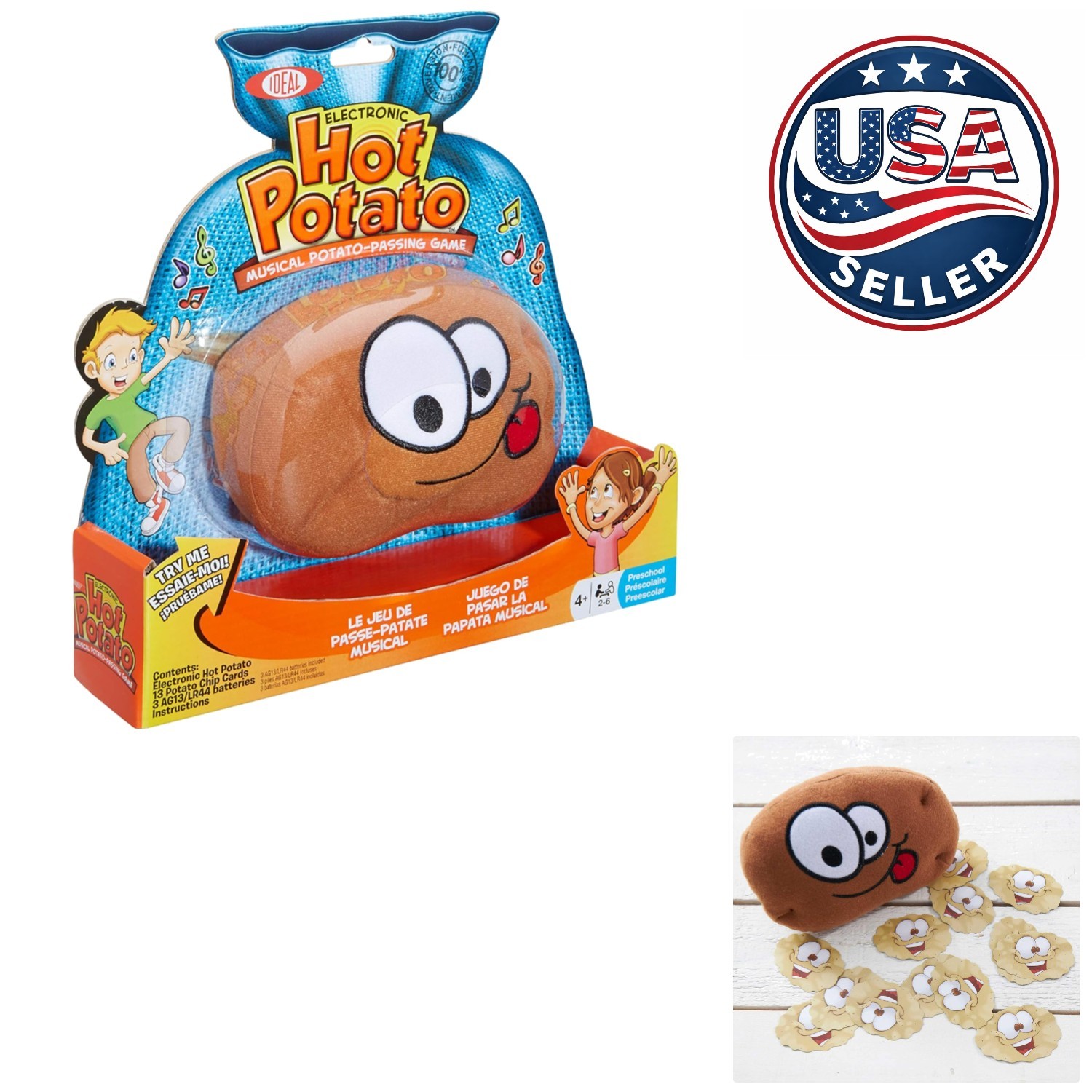 Active Hot Potato Party Game, Includes Plush Toy & 13 Chip Cards for 2-6 Players