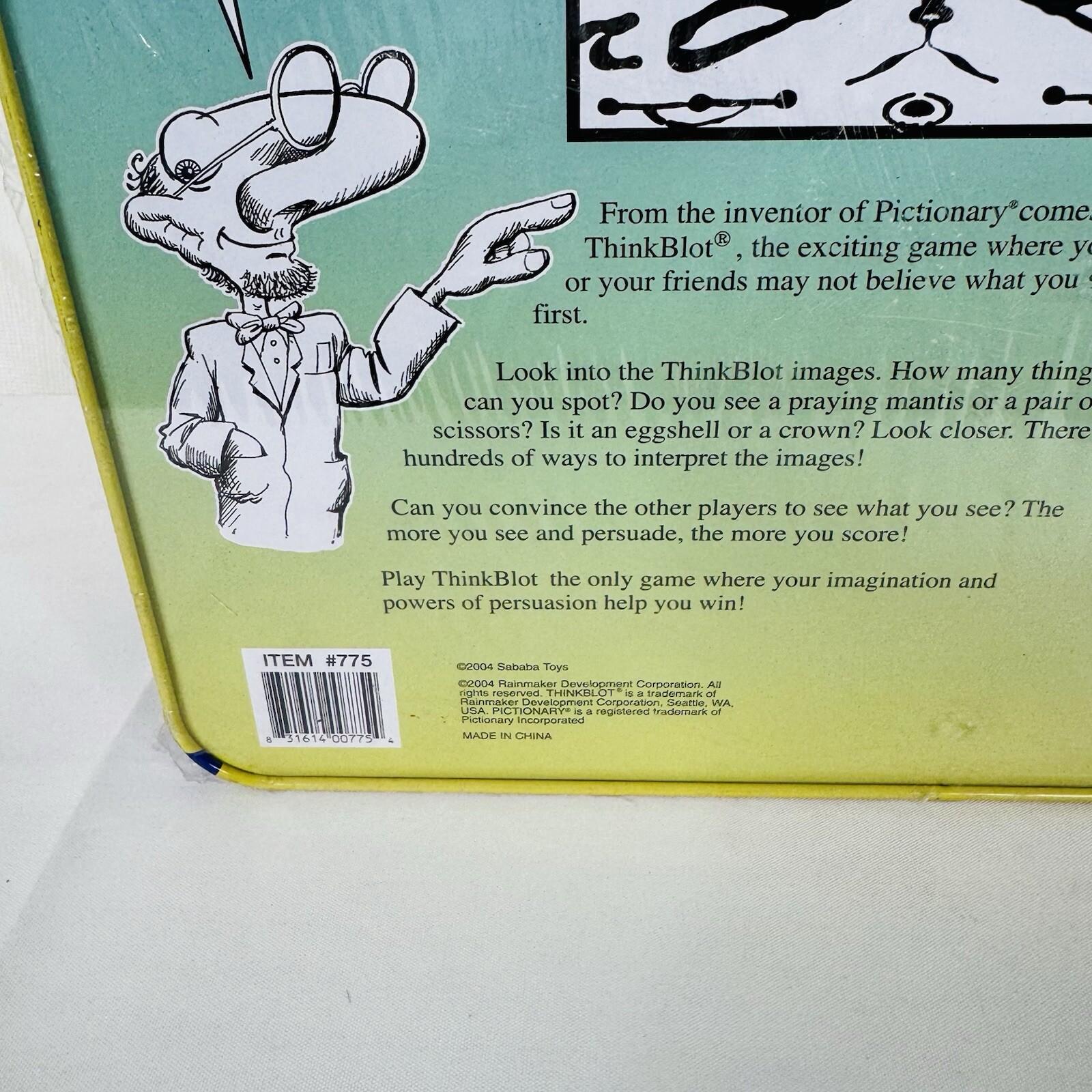 2004 Thinkblot Board Game by Sababa Toys In Tin Box