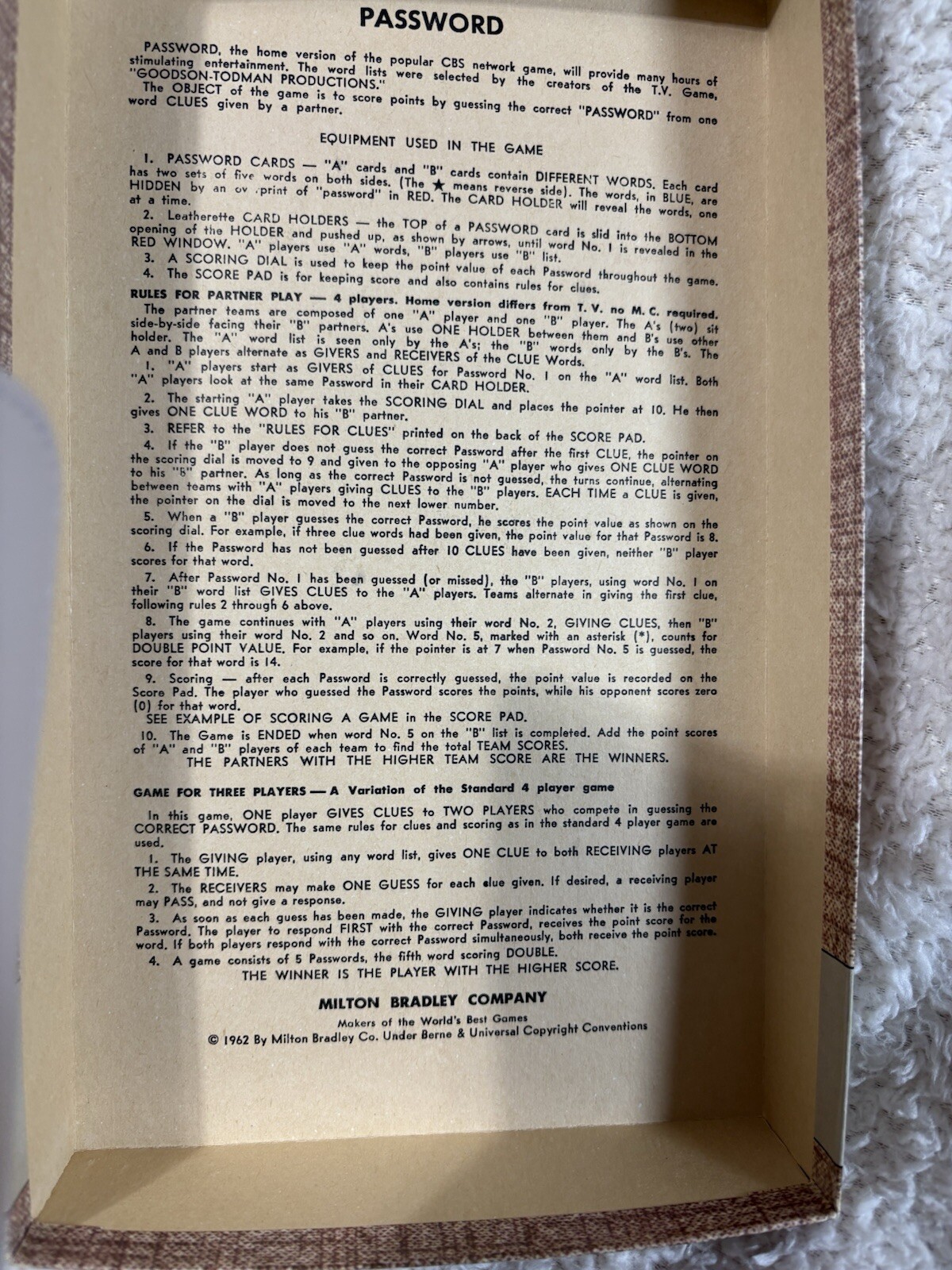 1962 Milton Bradley Password Game #4260 Complete Made In USA Vintage